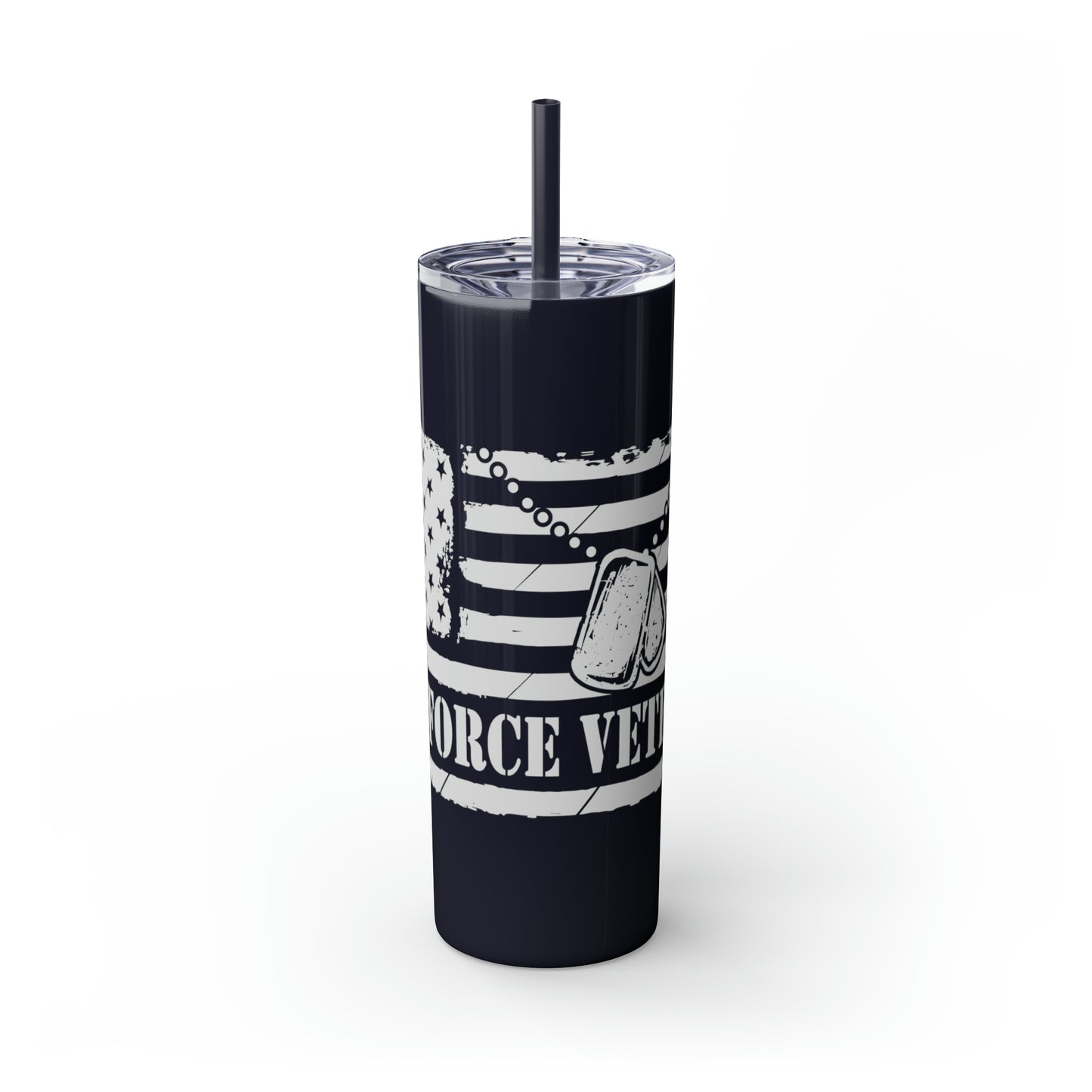 Air Force Veteran Skinny Tumbler with Straw, 20oz