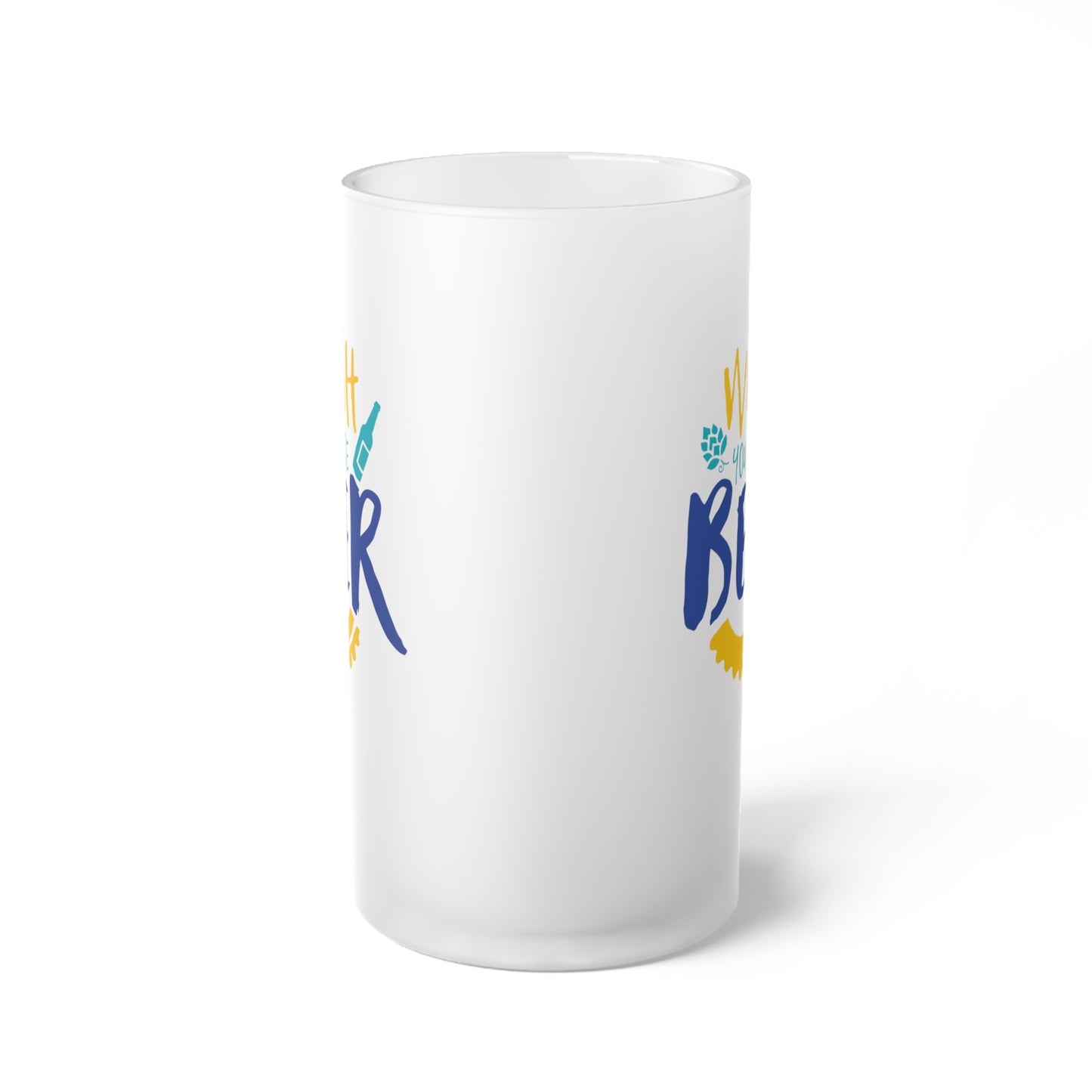 Wish You Were Beer Frosted Glass Beer Mug