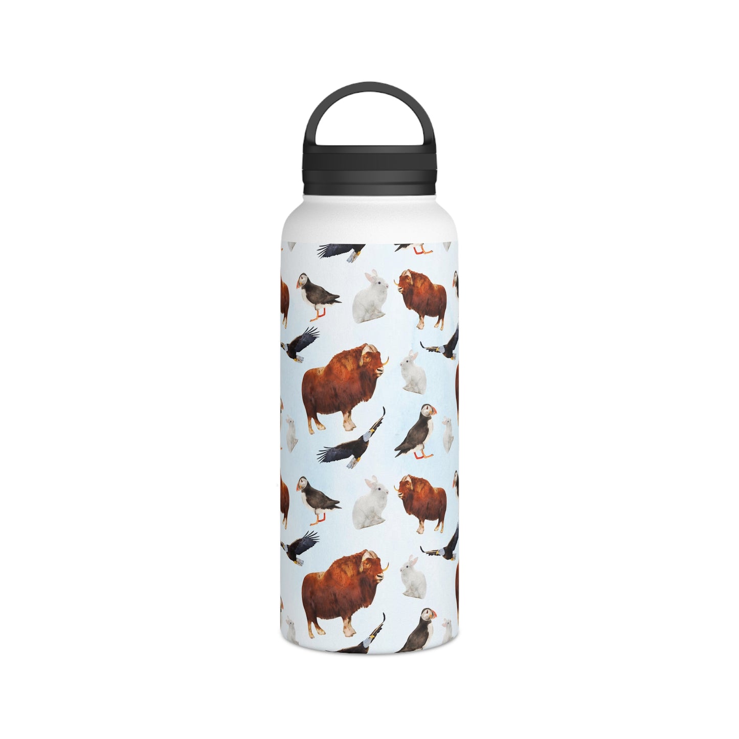 Back To School Animals Stainless Steel Water Bottle, Handle Lid