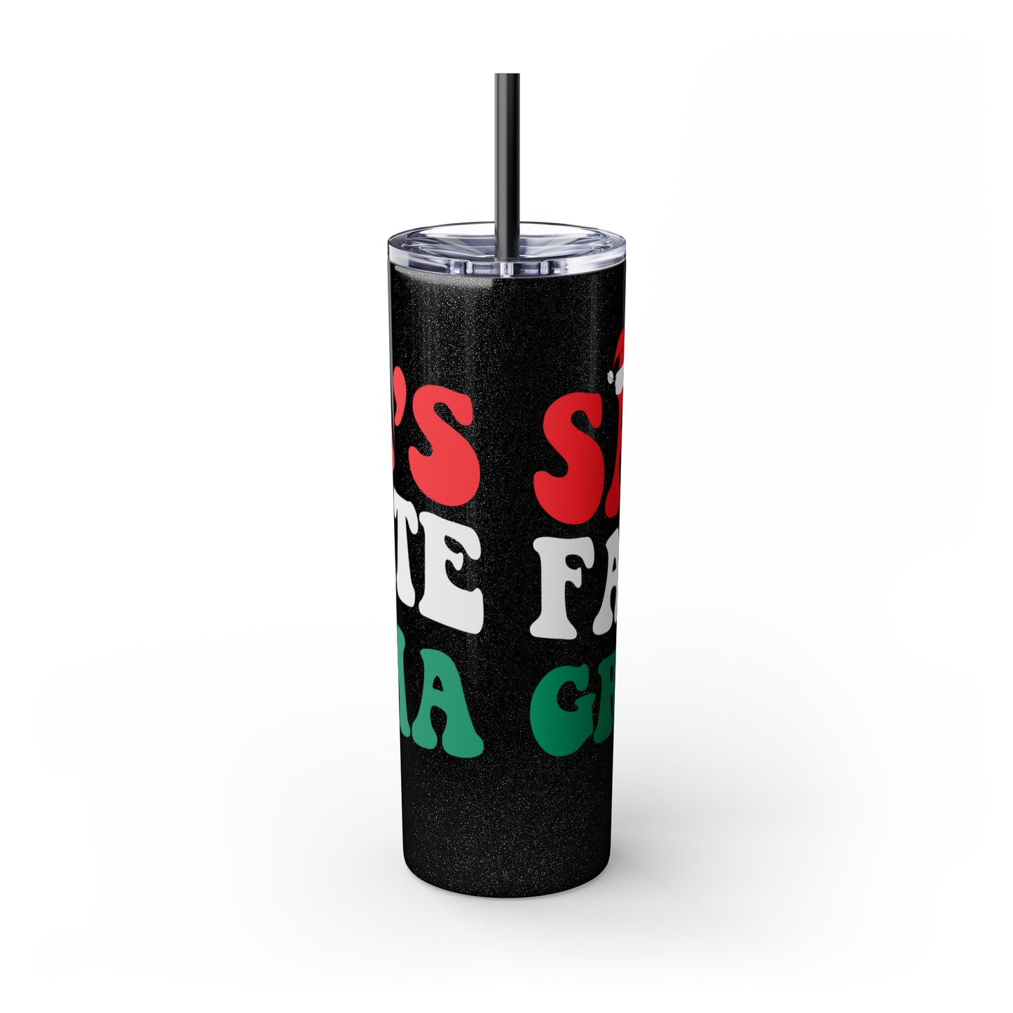 Santa's Favorite Grandma Skinny Tumbler with Straw, 20oz