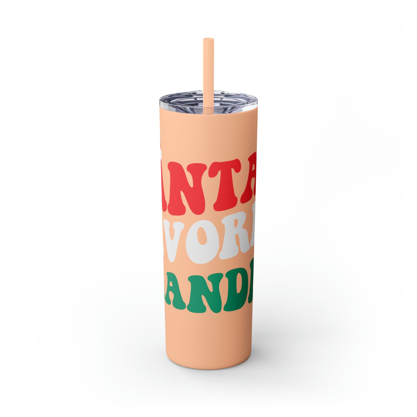 Santa's Favorite Grandma Skinny Tumbler with Straw, 20oz