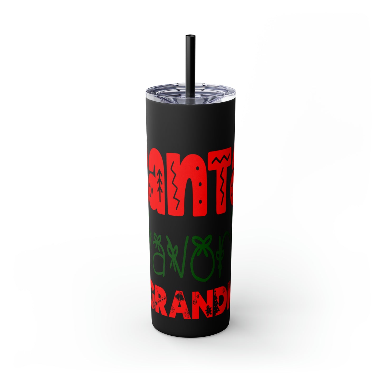 Santa's Favorite Grandma Skinny Tumbler with Straw, 20oz