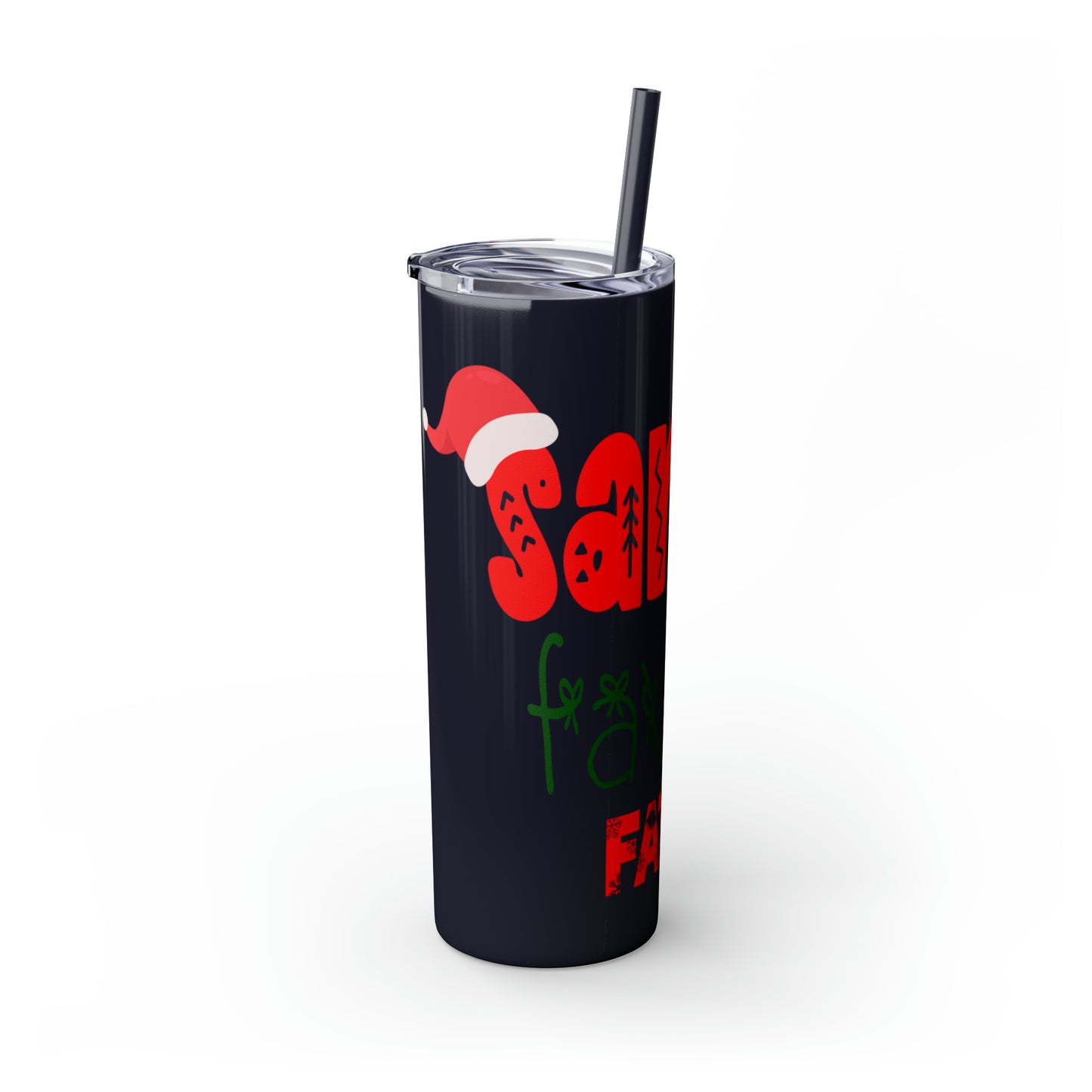 Santa's Favorite Father Skinny Tumbler with Straw, 20oz