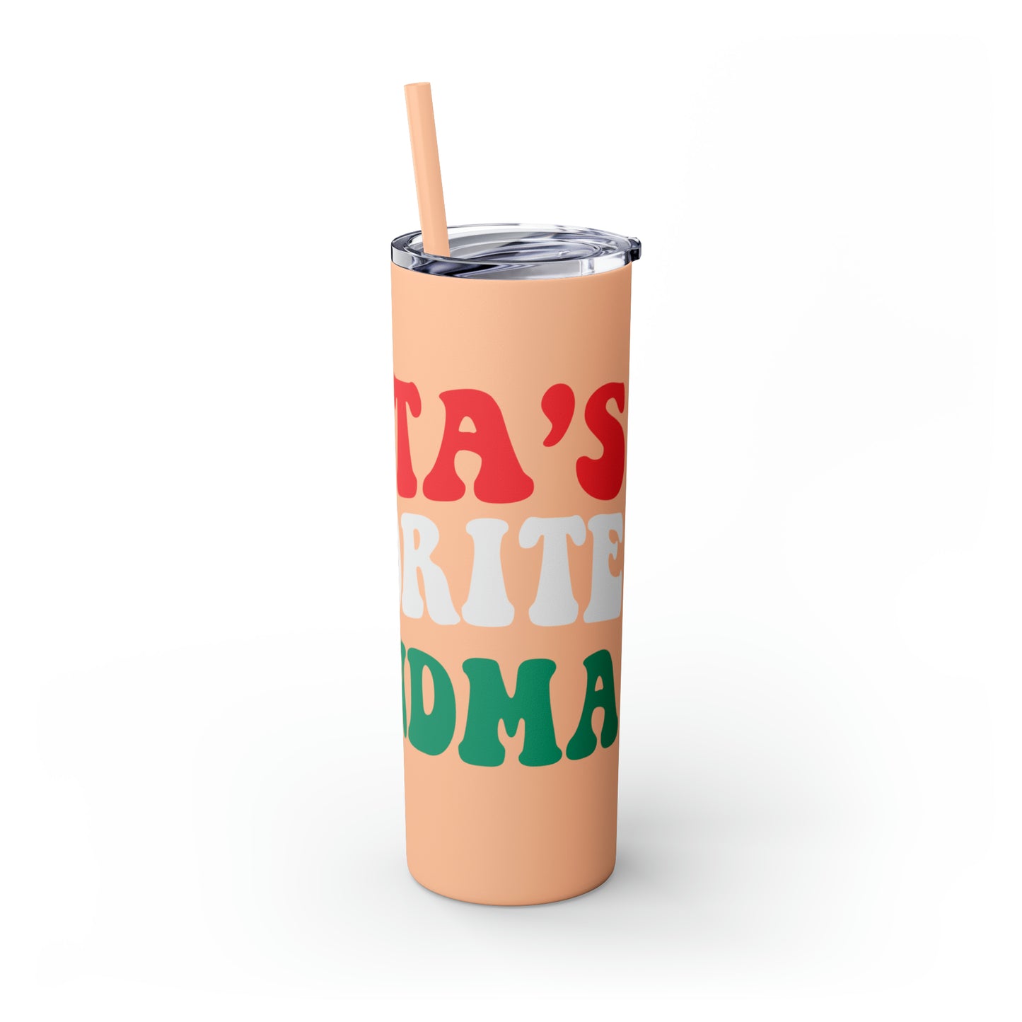 Santa's Favorite Grandma Skinny Tumbler with Straw, 20oz