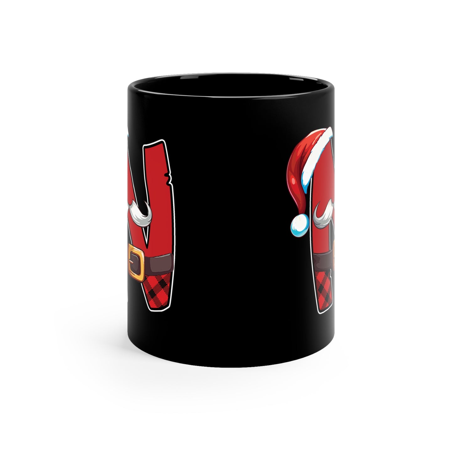 N Santa Initial 11oz Black Mug