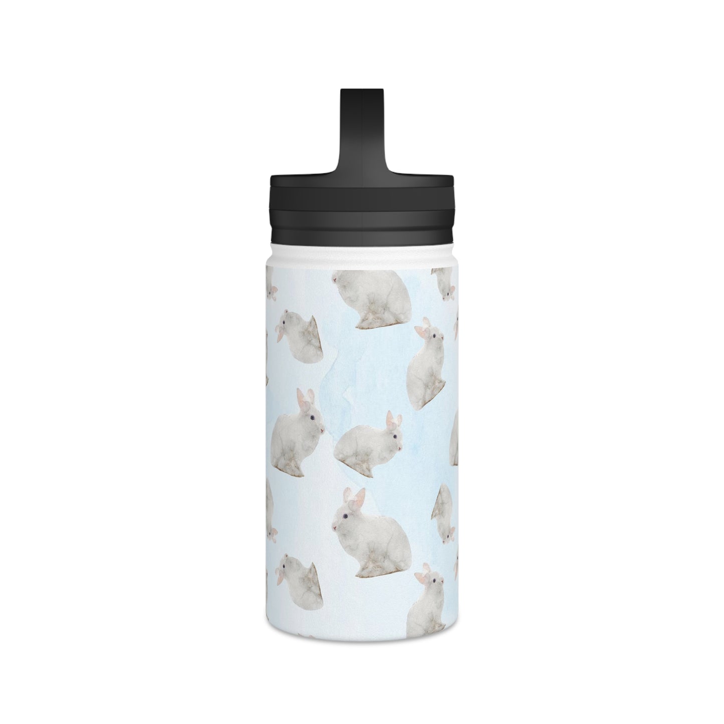 Back To School Rabbits Stainless Steel Water Bottle, Handle Lid