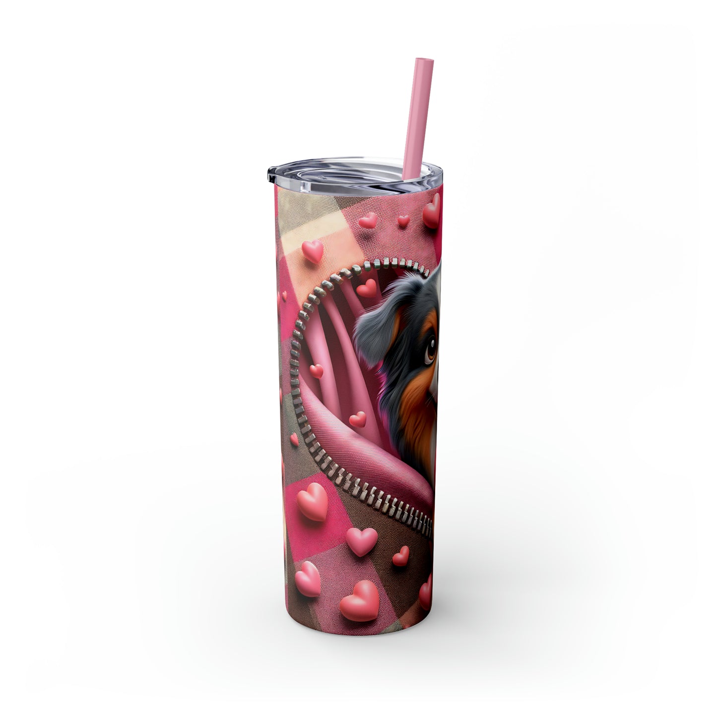 Shetland Sheepdog Valentine Skinny Tumbler with Straw, 20oz