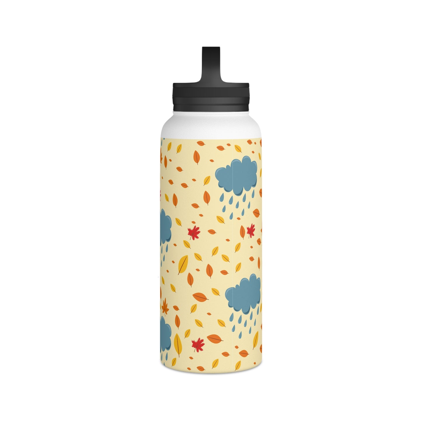 Back To School Clouds & Leaves Stainless Steel Water Bottle, Handle Lid