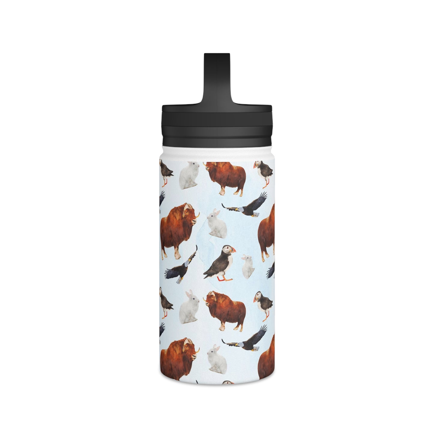 Back To School Animals Stainless Steel Water Bottle, Handle Lid
