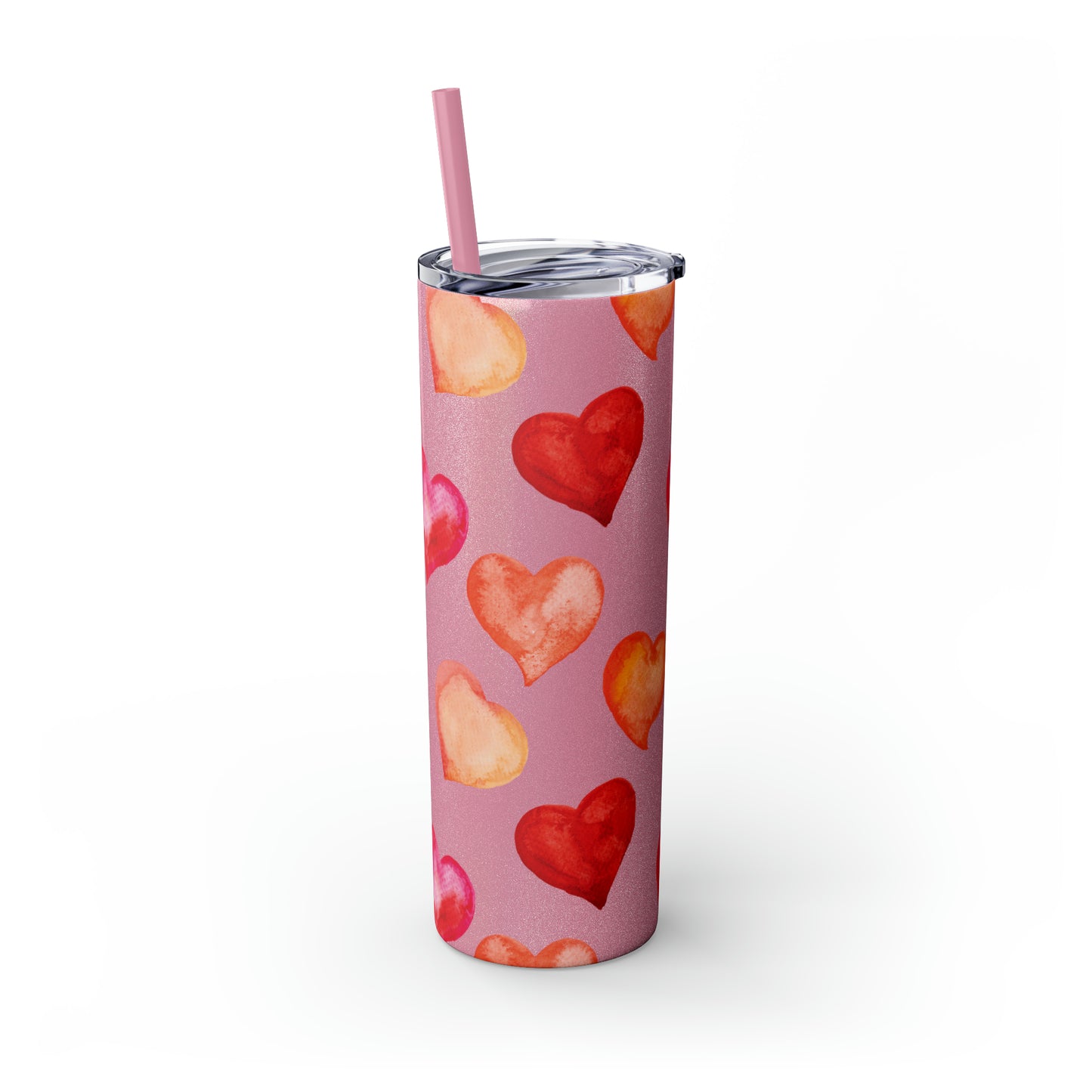 Valentine's Hearts Skinny Tumbler with Straw, 20oz
