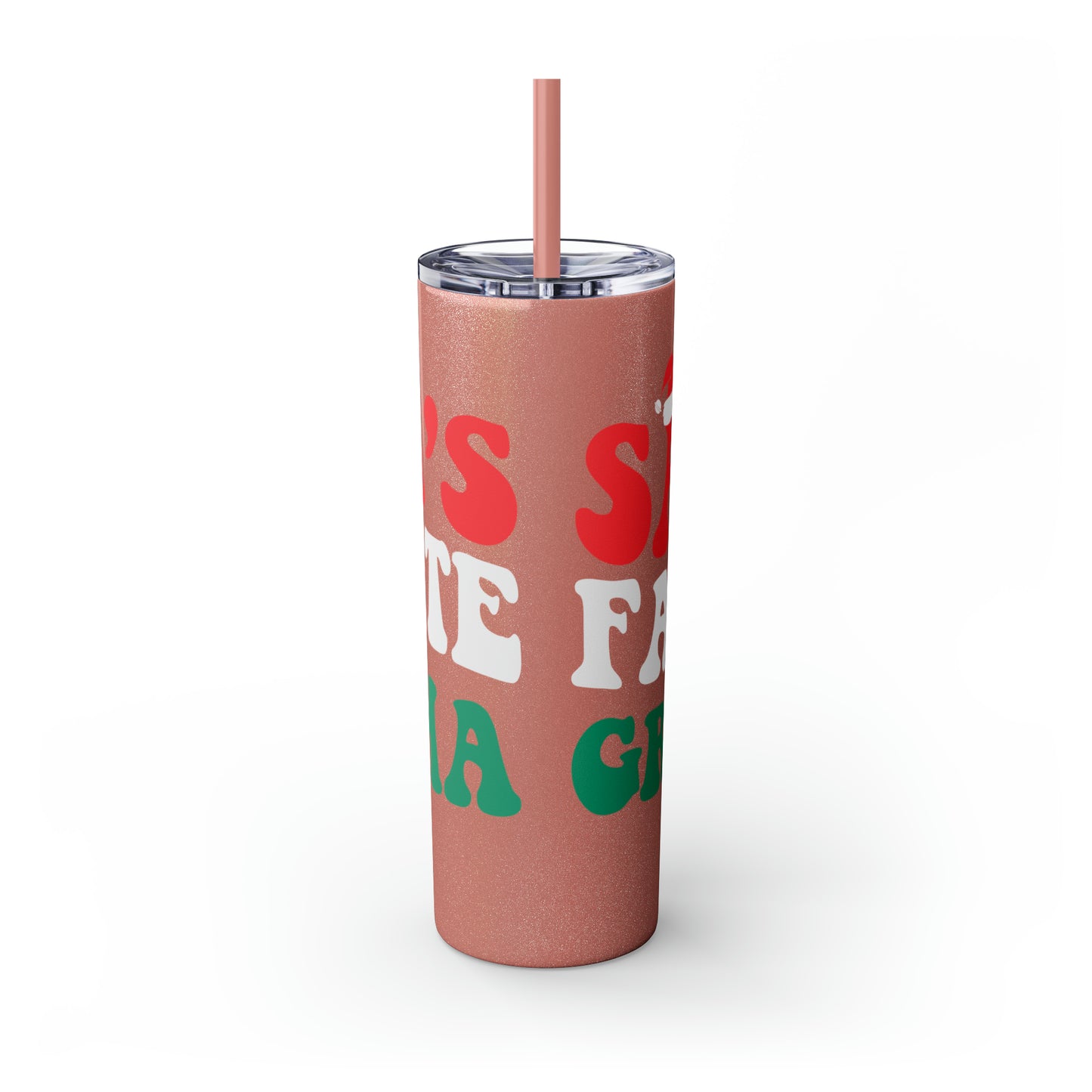 Santa's Favorite Grandma Skinny Tumbler with Straw, 20oz