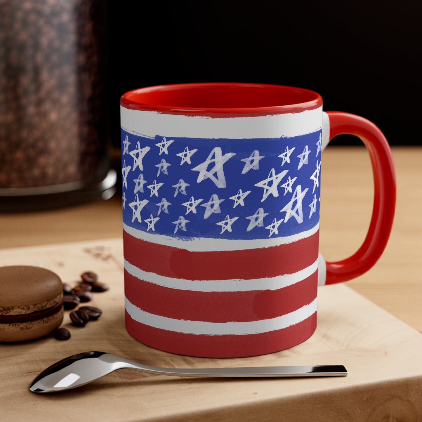 American Flag Themed Accent Coffee Mug, 11oz