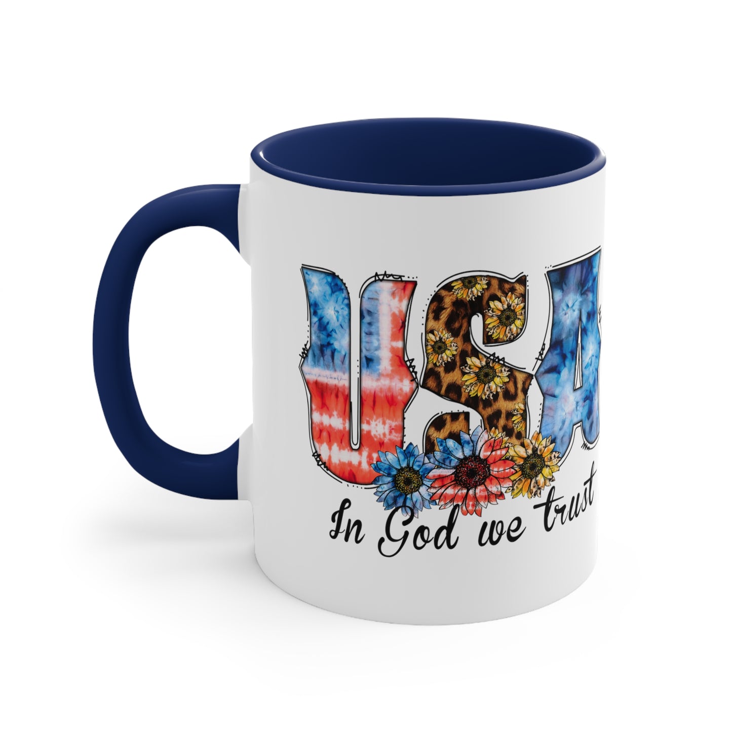 USA In God We Trust Accent Coffee Mug, 11oz