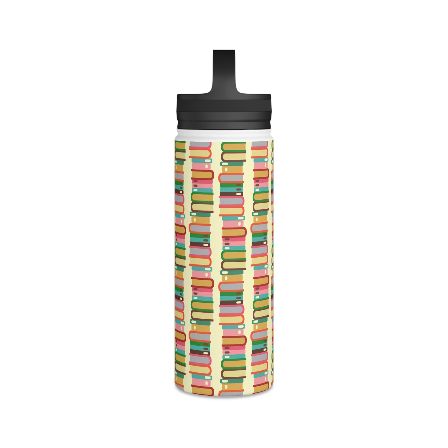 Back To School Books Stainless Steel Water Bottle, Handle Lid