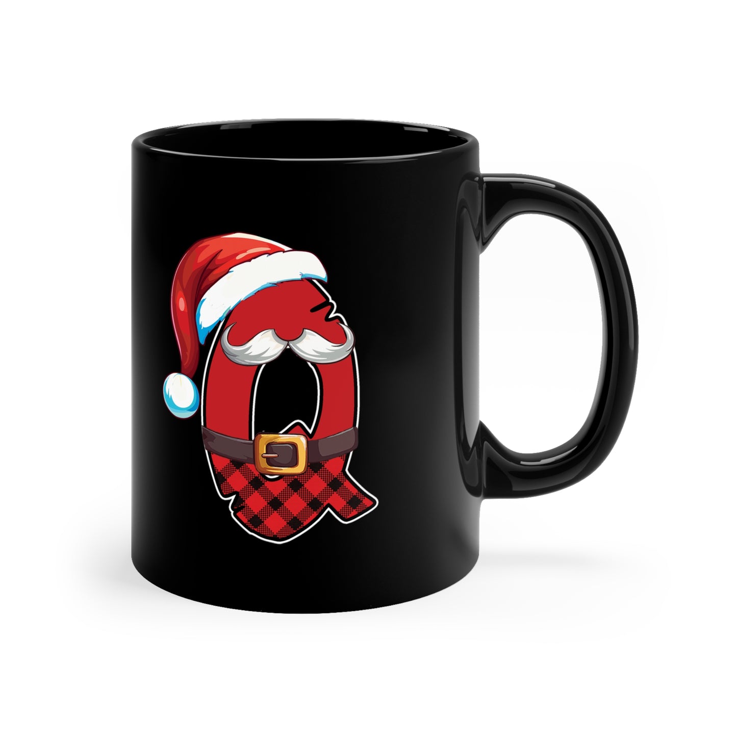 Q Santa Initial 11oz Black Mug