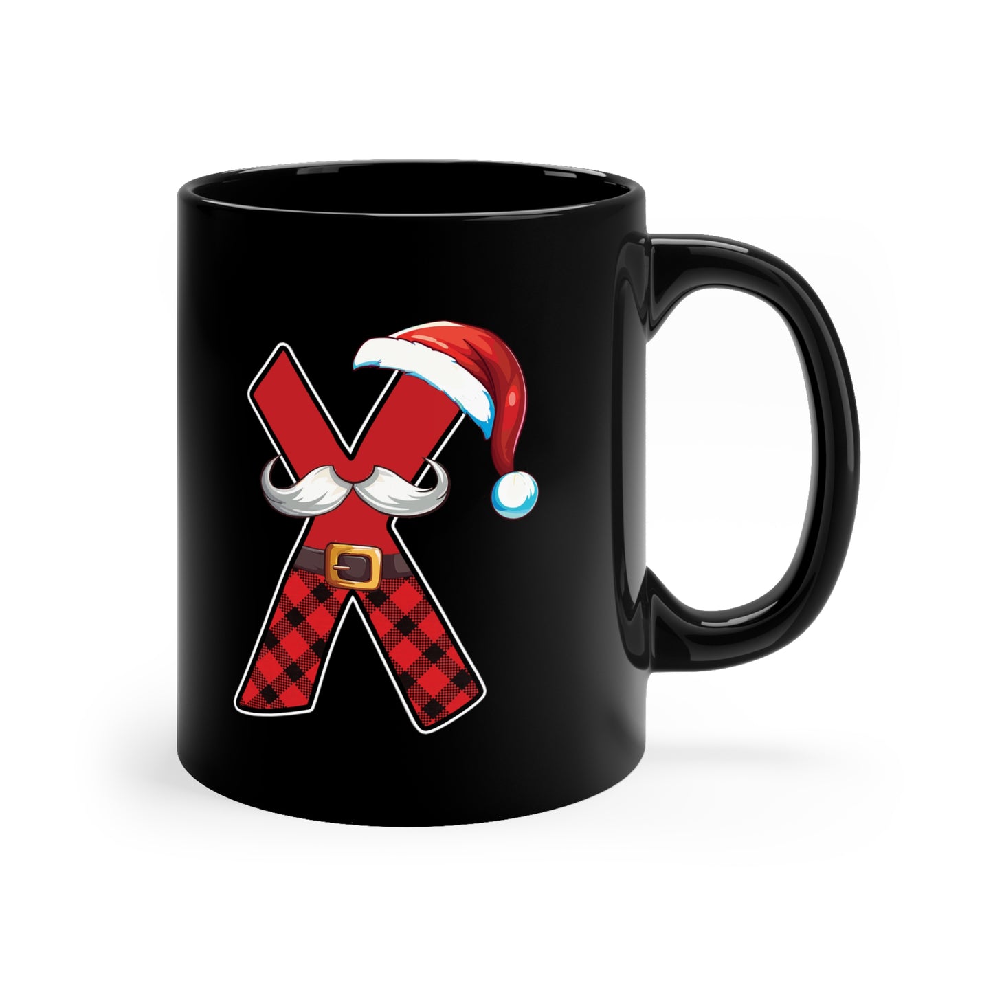X Santa Initial 11oz Black Mug