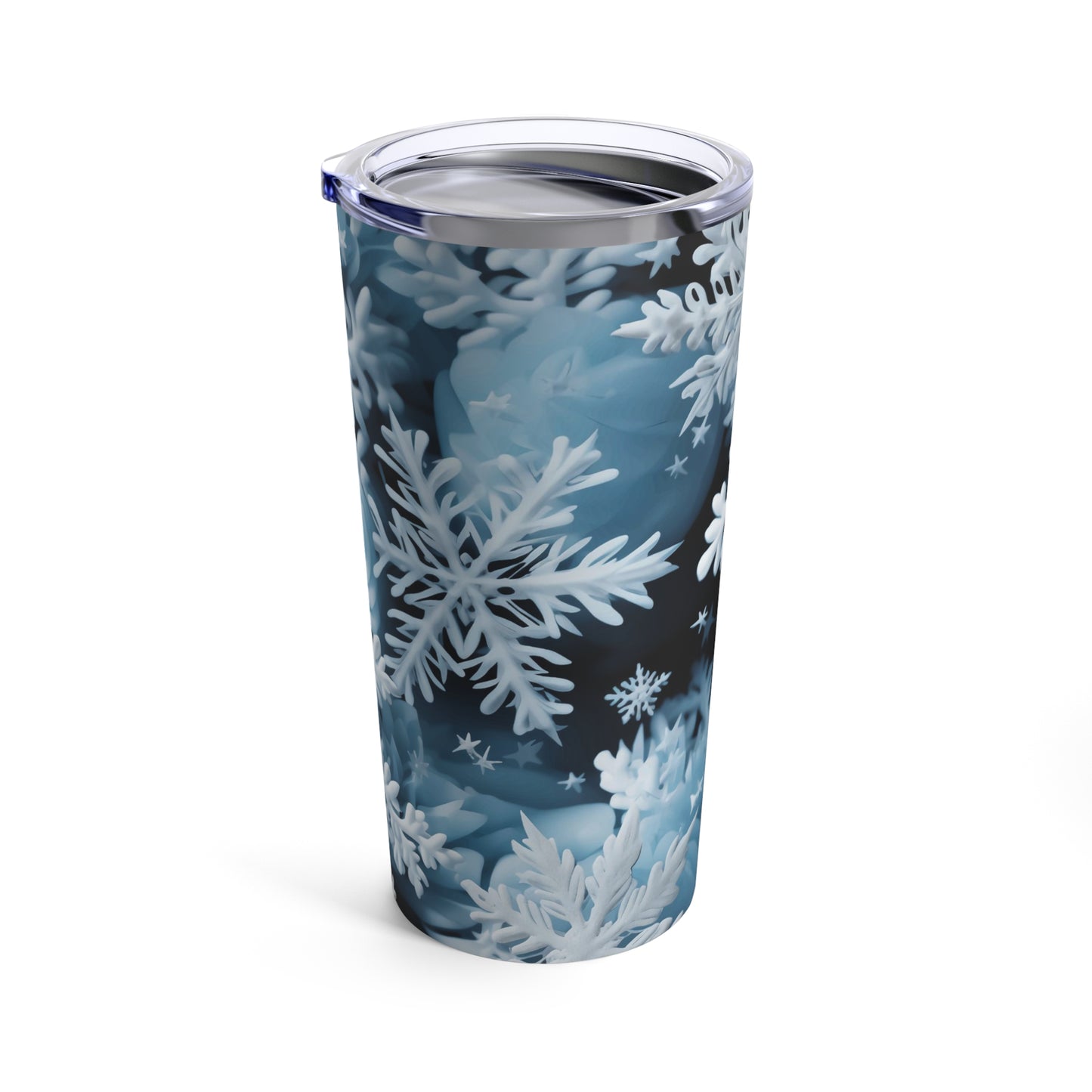 Snowflake Tumbler 20oz, 3D Snowflakes Tumbler, Snowflake Tumbler, Winter Tumbler, White Tumbler with Snowflakes, Holiday Gift Tumbler