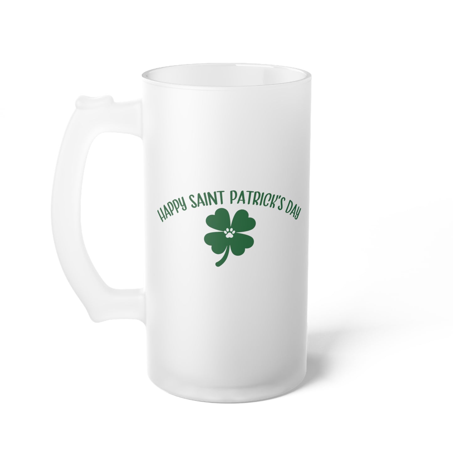 Happy St Patrick's Day Frosted Glass Beer Mug