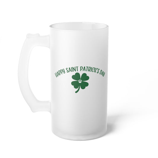 Happy St Patrick's Day Frosted Glass Beer Mug