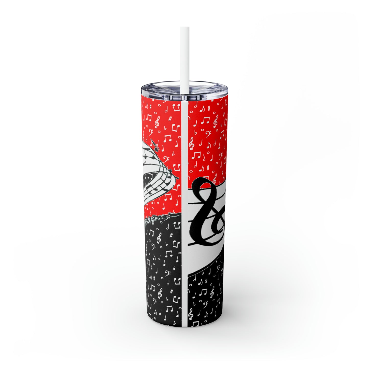 Musical Notes Skinny Tumbler with Straw, 20oz