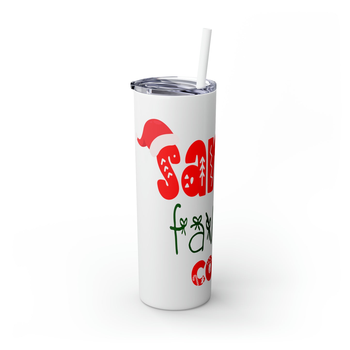 Santa's Favorite Cousin Skinny Tumbler with Straw, 20oz