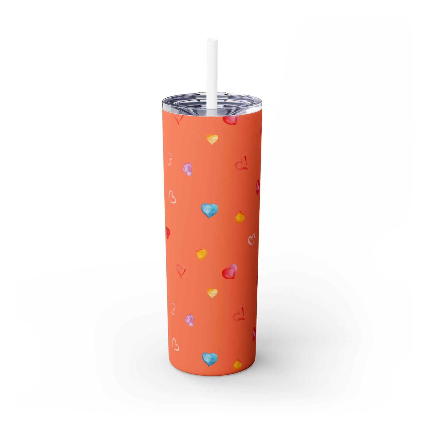 Valentine's Hearts Skinny Tumbler with Straw, 20oz