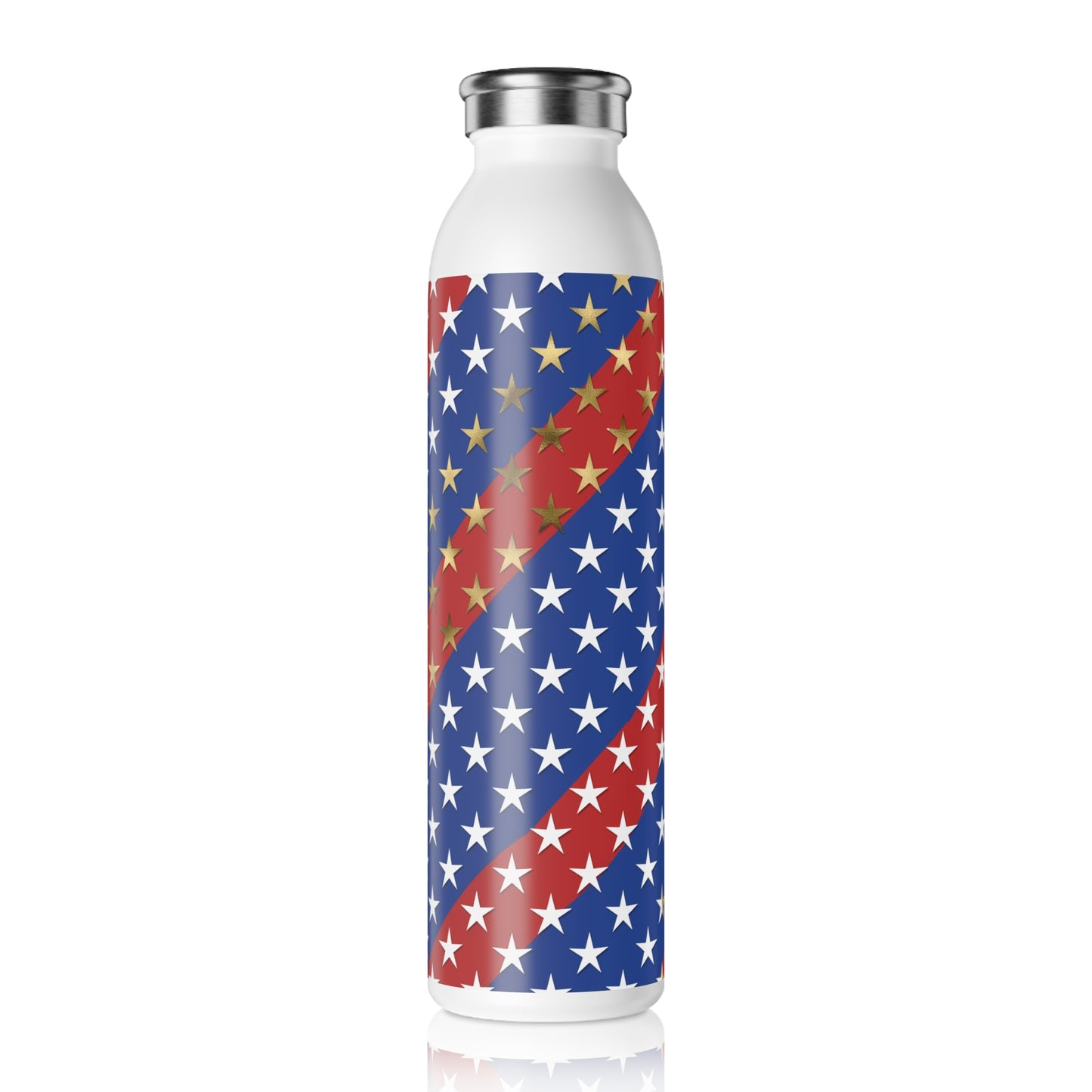American Flag Themed Stars & Stripes Slim Water Bottle