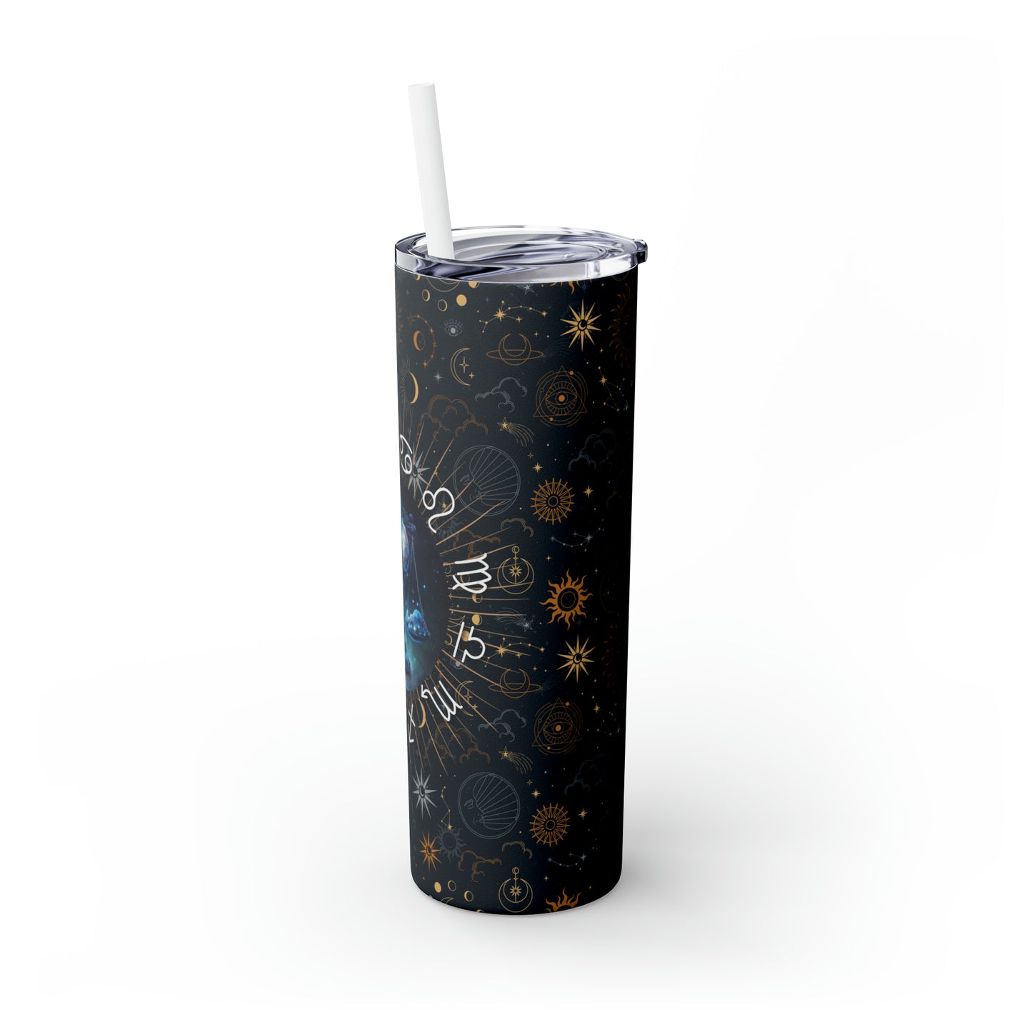 Libra Zodiac Skinny Tumbler with Straw Astrology Insulated Mug Bridesmaids Gift Bachelorette Party Favor Birthday Gift
