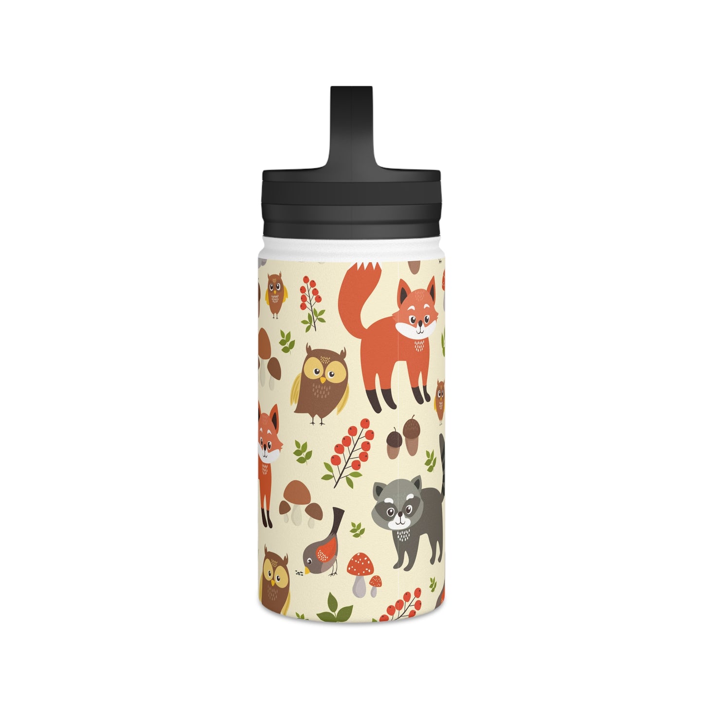 Back To School Animals Stainless Steel Water Bottle, Handle Lid