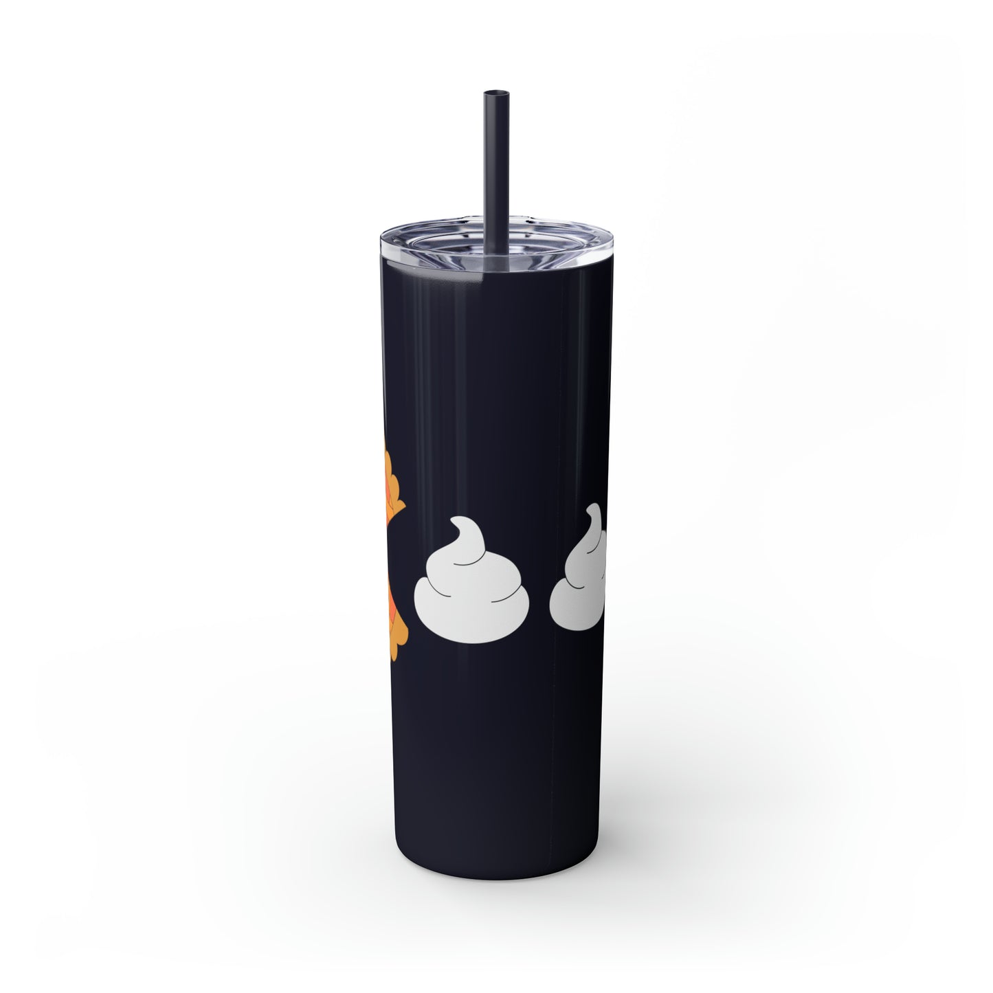 Pumpkin Pie & Whipped Cream (Pacman Themed) Thanksgiving Skinny Tumbler with Straw, 20oz