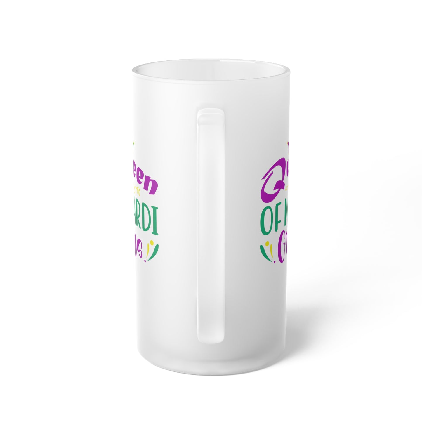 Queen Of Mardi Gras Frosted Glass Beer Mug