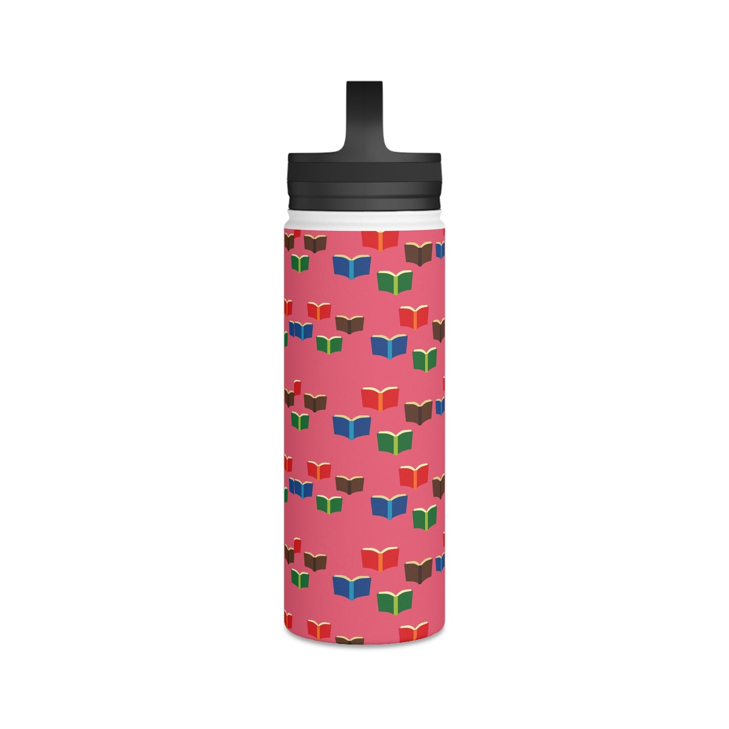 Back To School Books Stainless Steel Water Bottle, Handle Lid