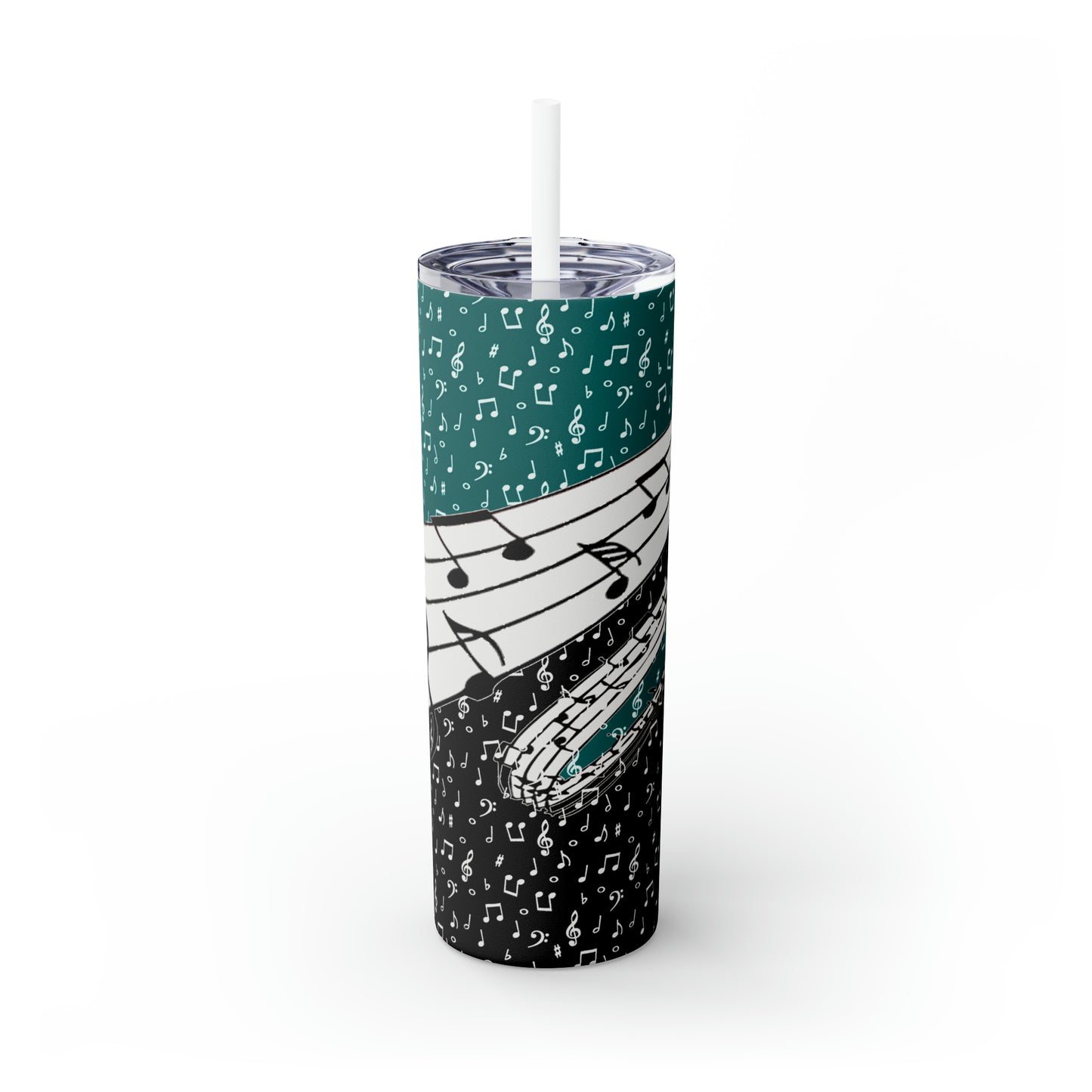 Musical Notes Skinny Tumbler with Straw, 20oz