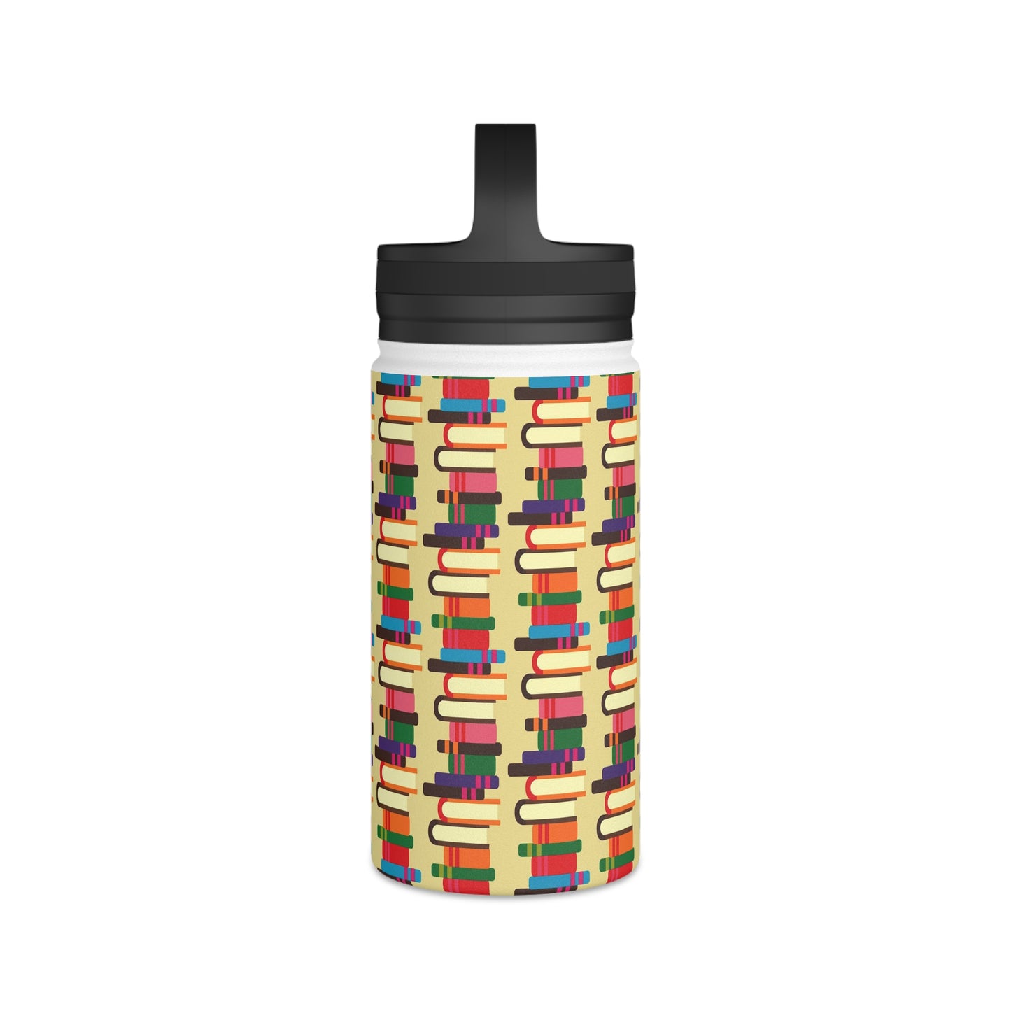 Back To School Books Stainless Steel Water Bottle, Handle Lid
