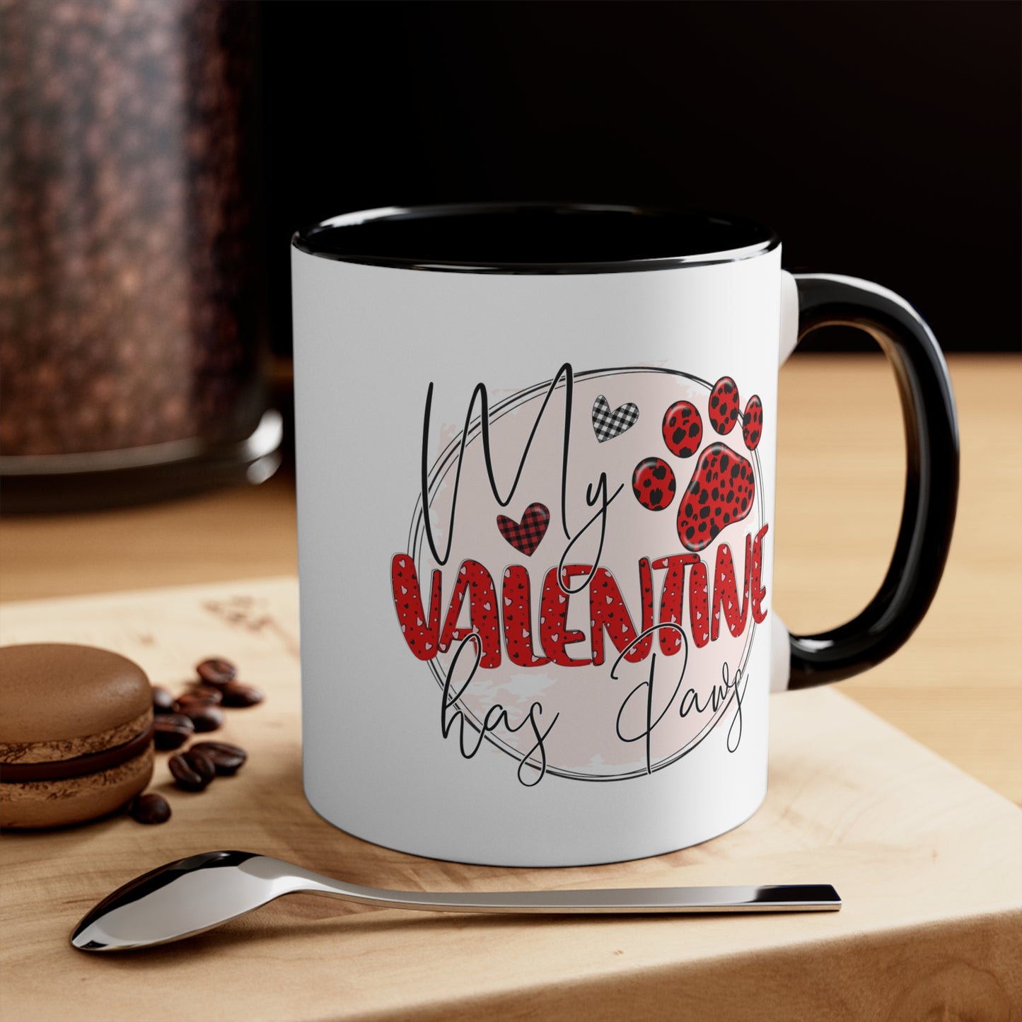 My Valentine Has Paws Accent Coffee Mug, 11oz
