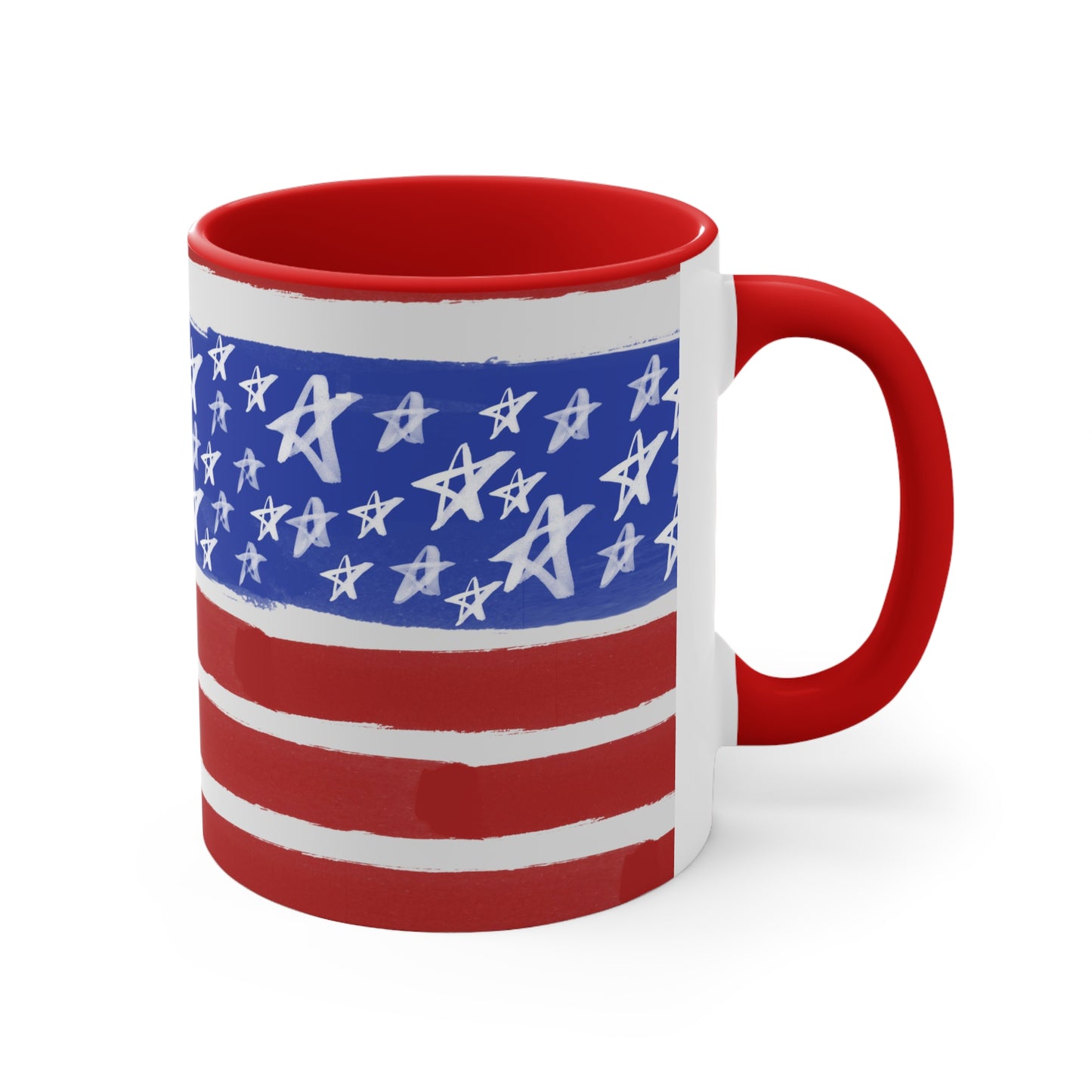 American Flag Themed Accent Coffee Mug, 11oz