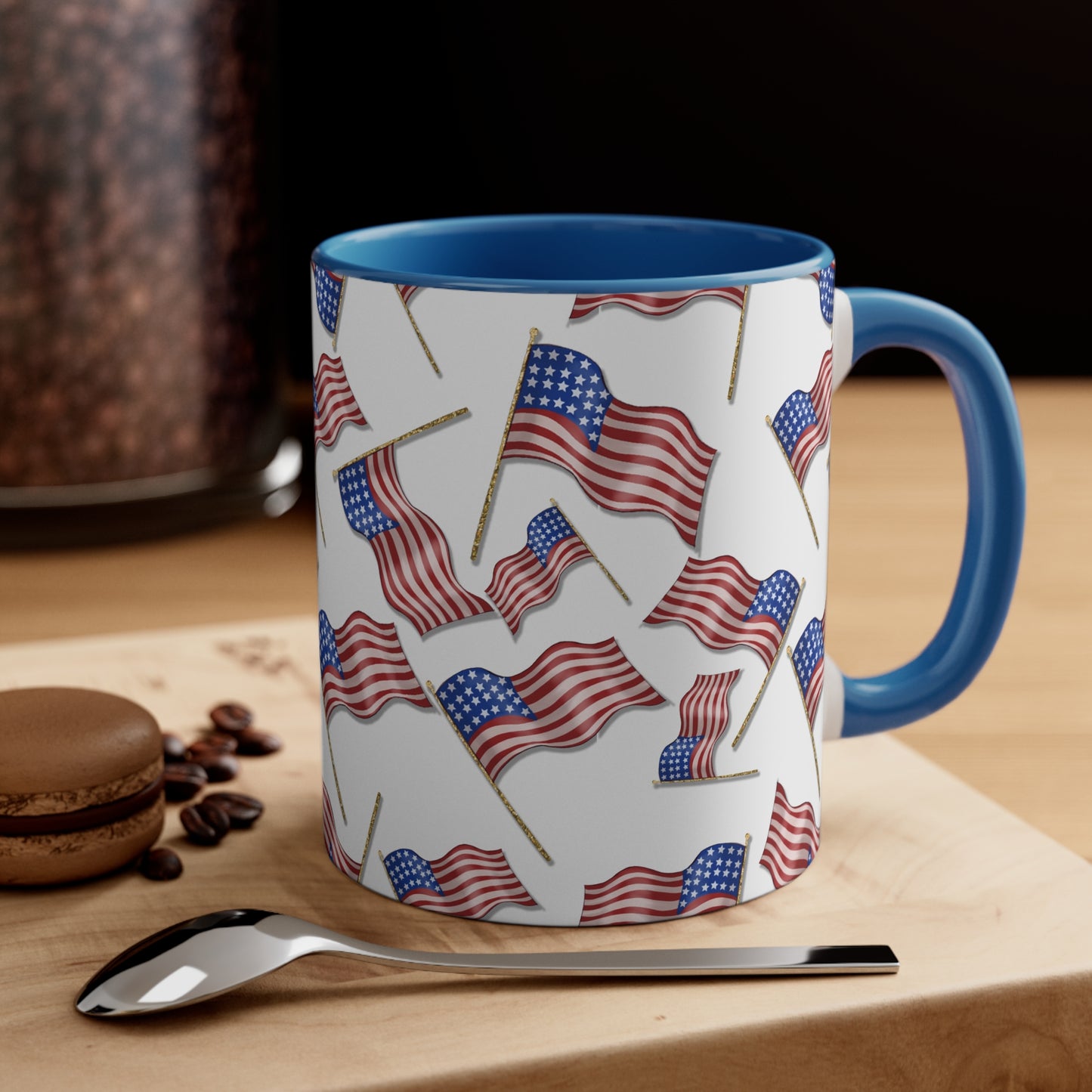 American Flag Themed Accent Coffee Mug, 11oz