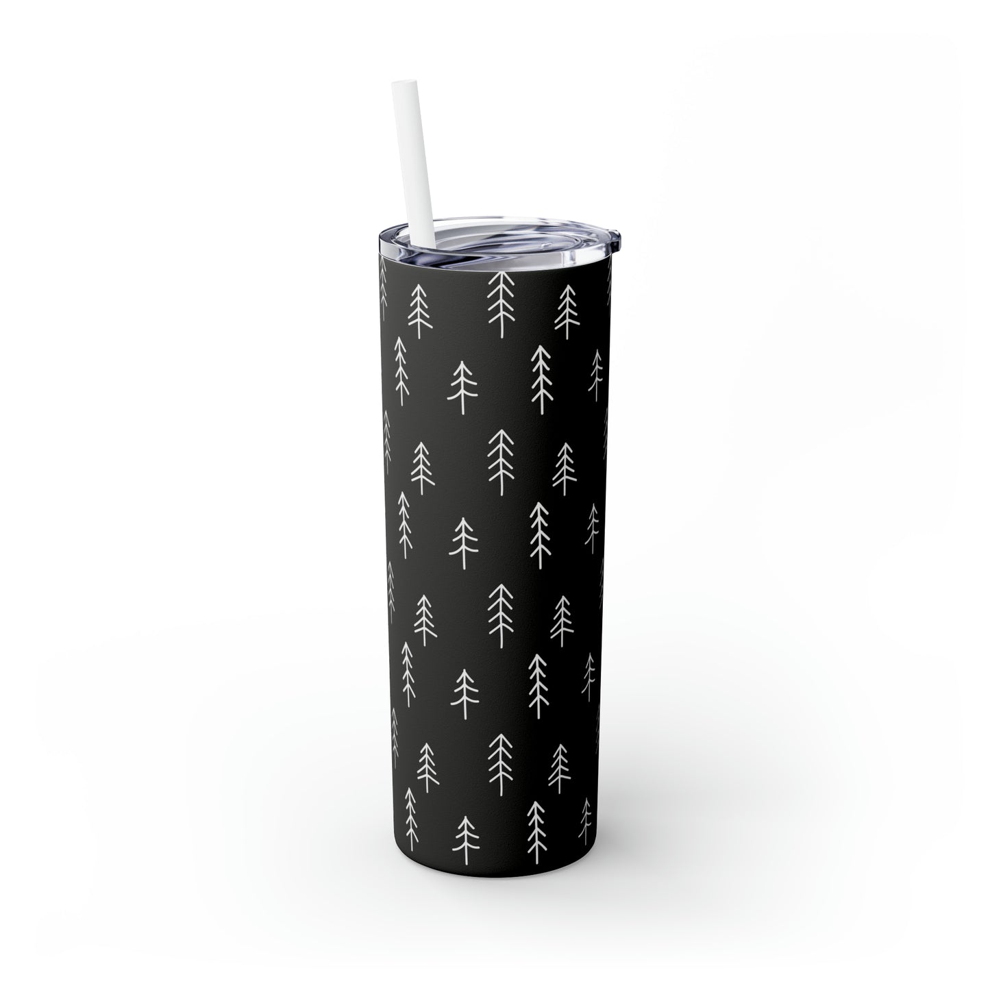 Nordic Black & White Trees Skinny Tumbler with Straw, 20oz