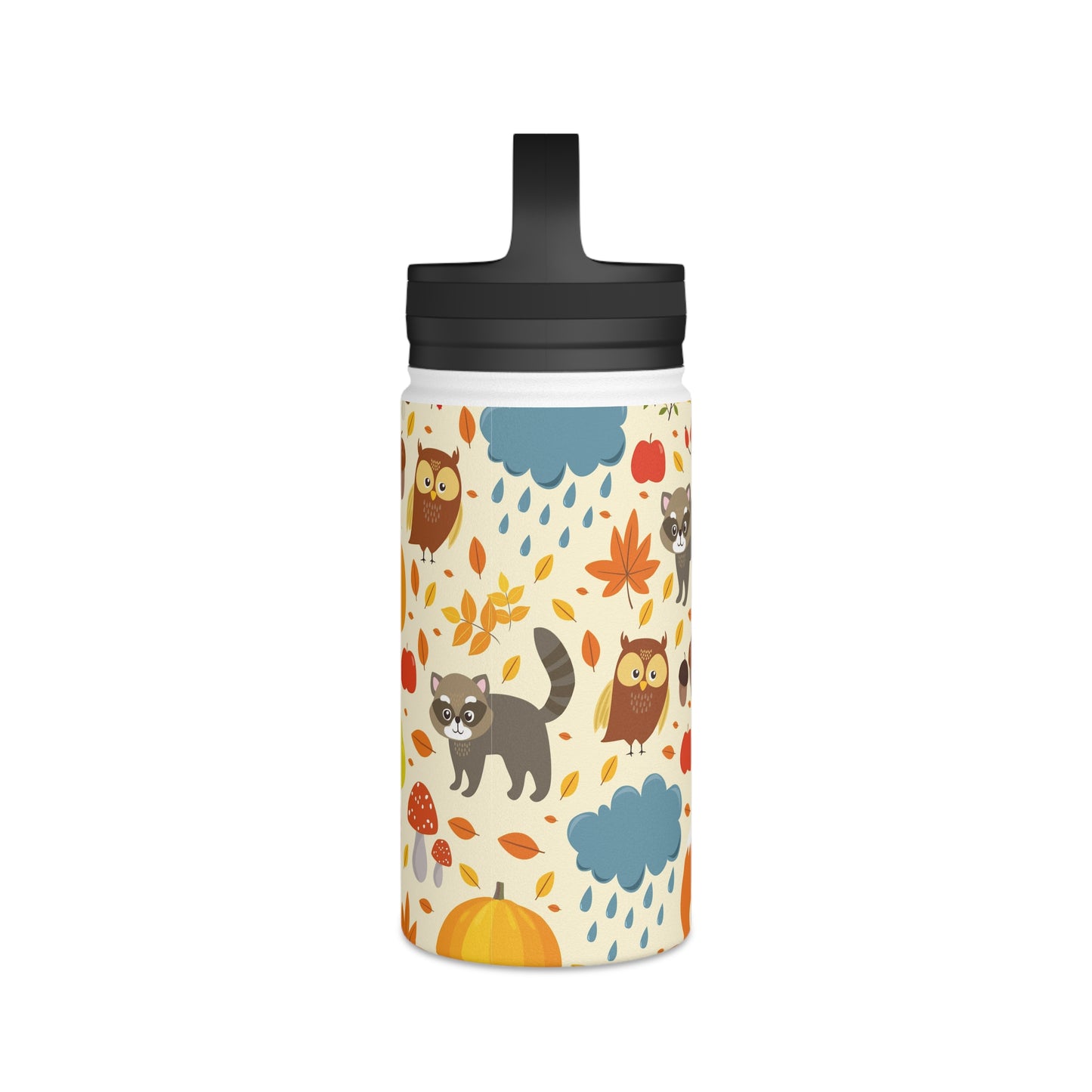 Back To School Animals Stainless Steel Water Bottle, Handle Lid
