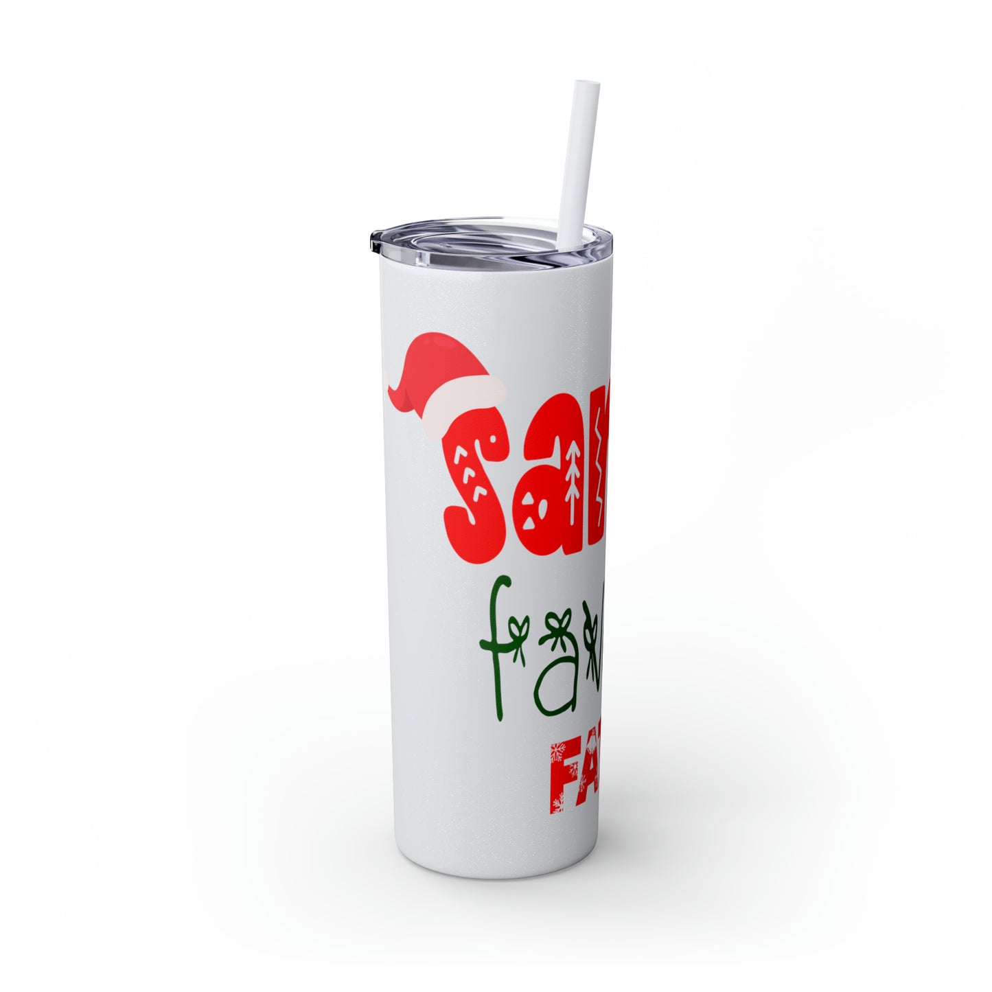 Santa's Favorite Father Skinny Tumbler with Straw, 20oz