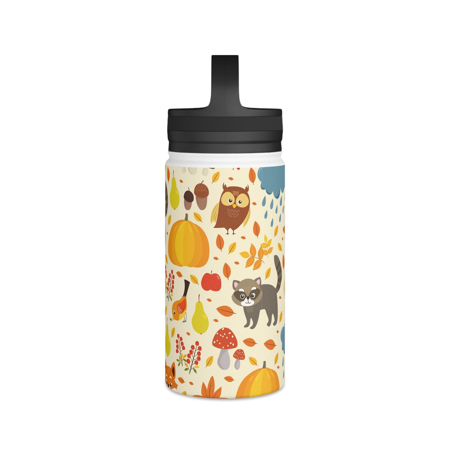 Back To School Animals Stainless Steel Water Bottle, Handle Lid