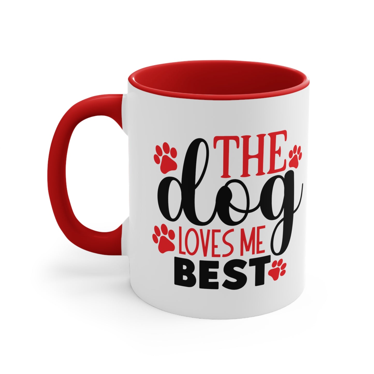 The Dog Love Me Best Valentines Day Accent Coffee Mug, 11oz