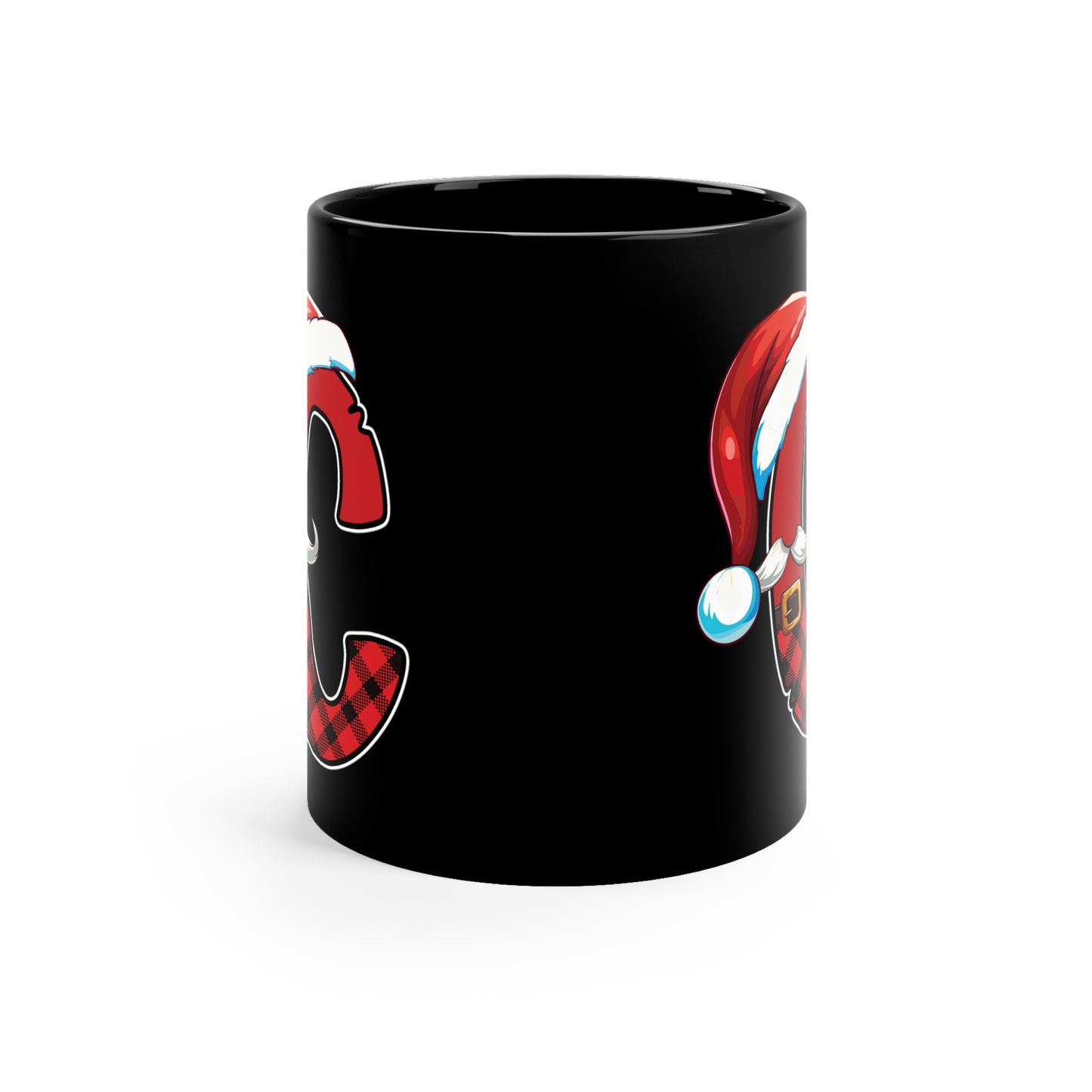 C Santa Initial 11oz Black Mug