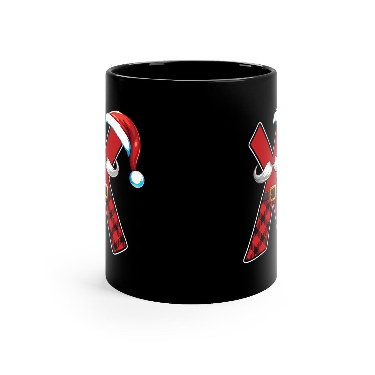 X Santa Initial 11oz Black Mug