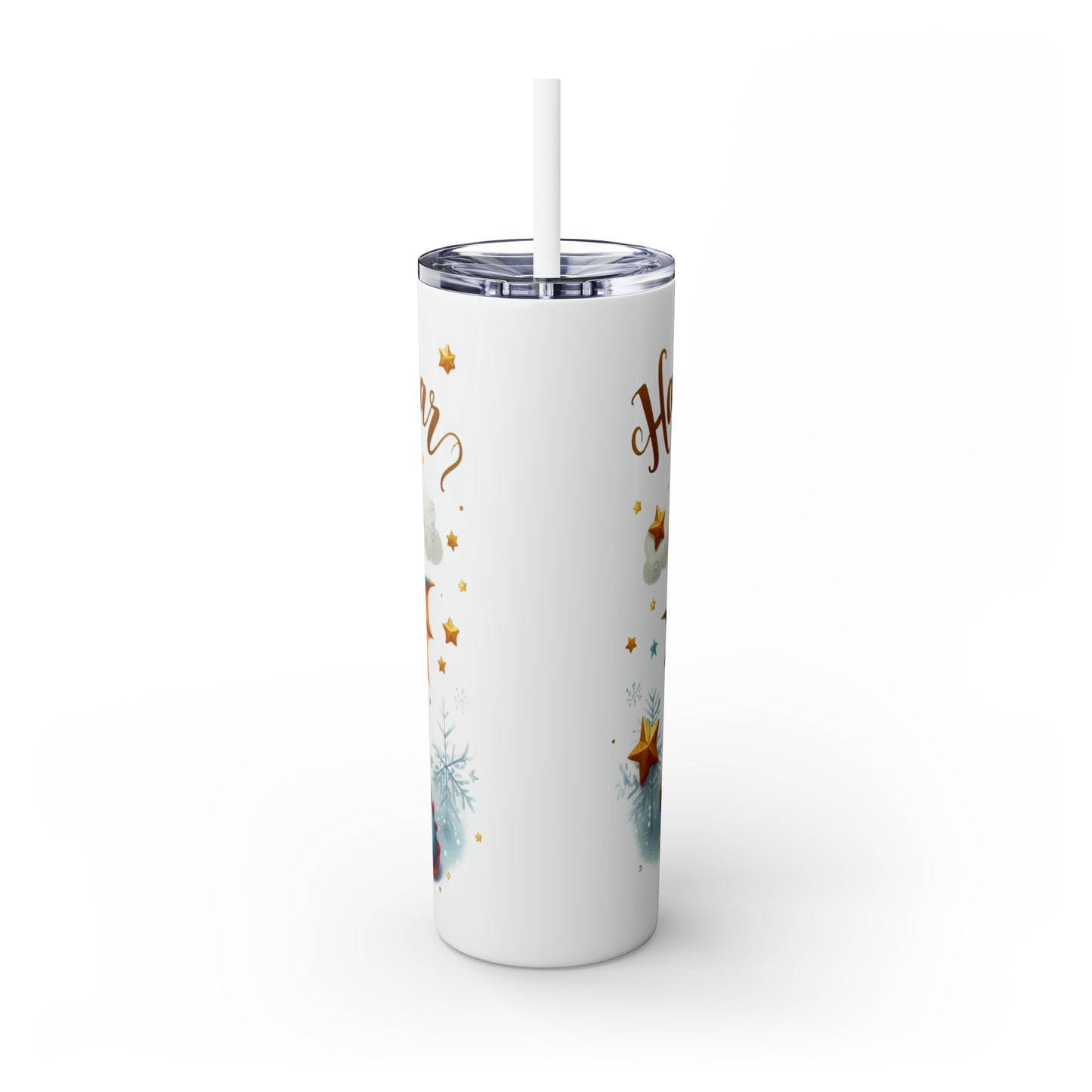 Happy New Year of Dragon Skinny Tumbler with Straw, 20oz