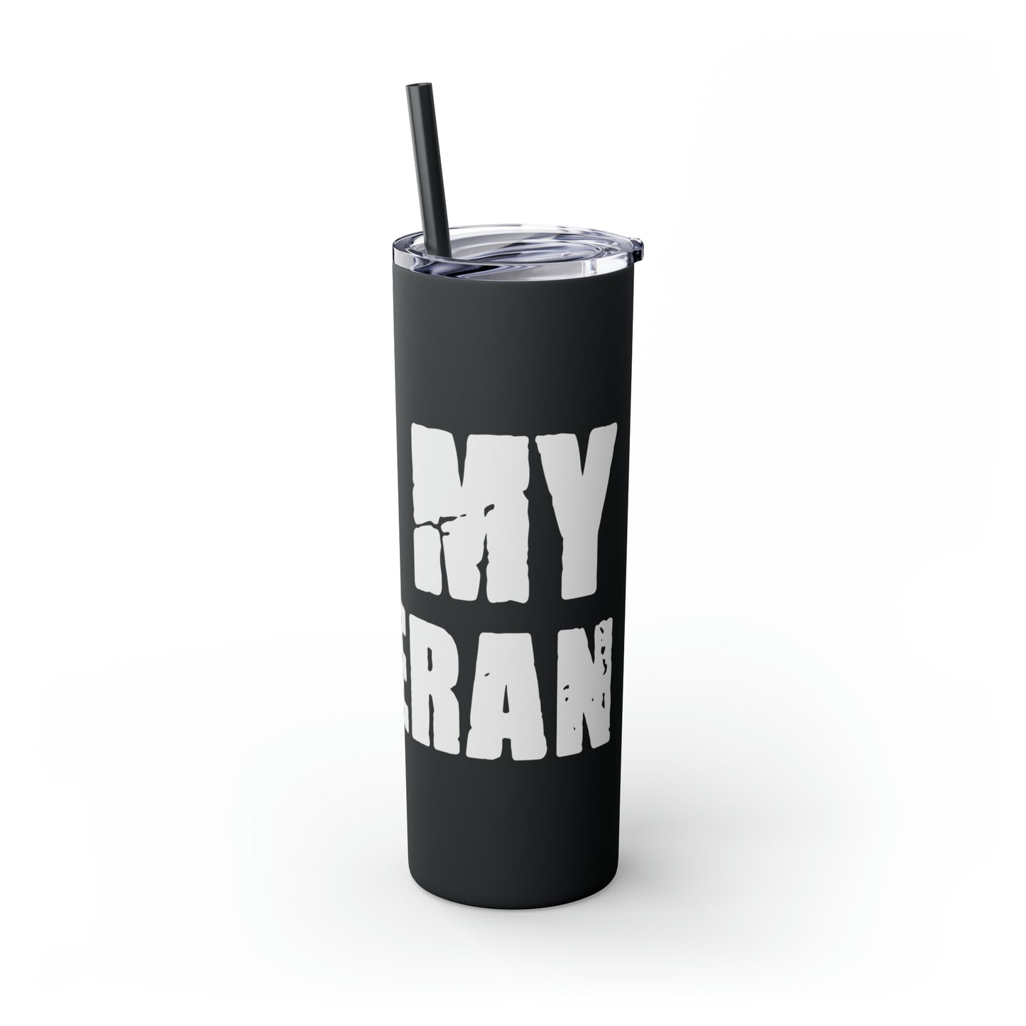 I Love My Veteran Skinny Tumbler with Straw, 20oz