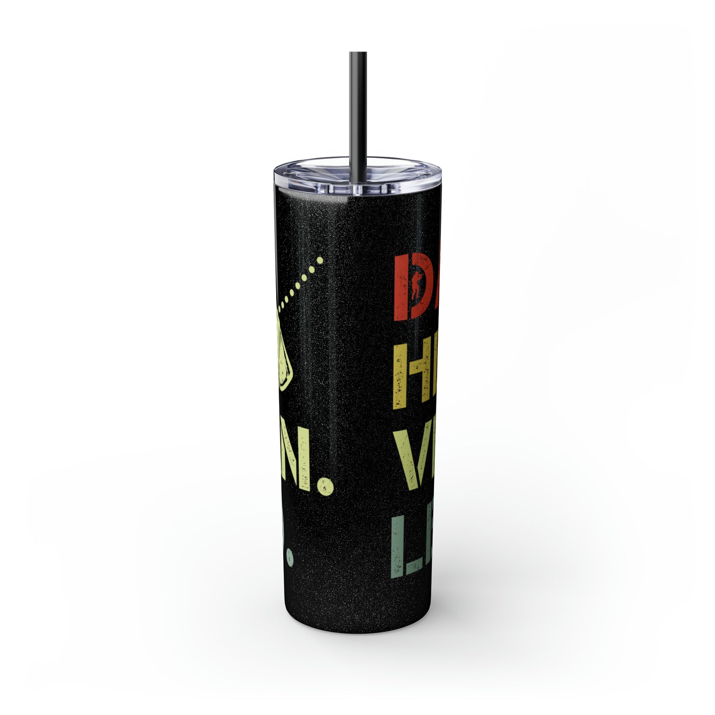 Dad Hero Legend Veteran Skinny Tumbler with Straw, 20oz