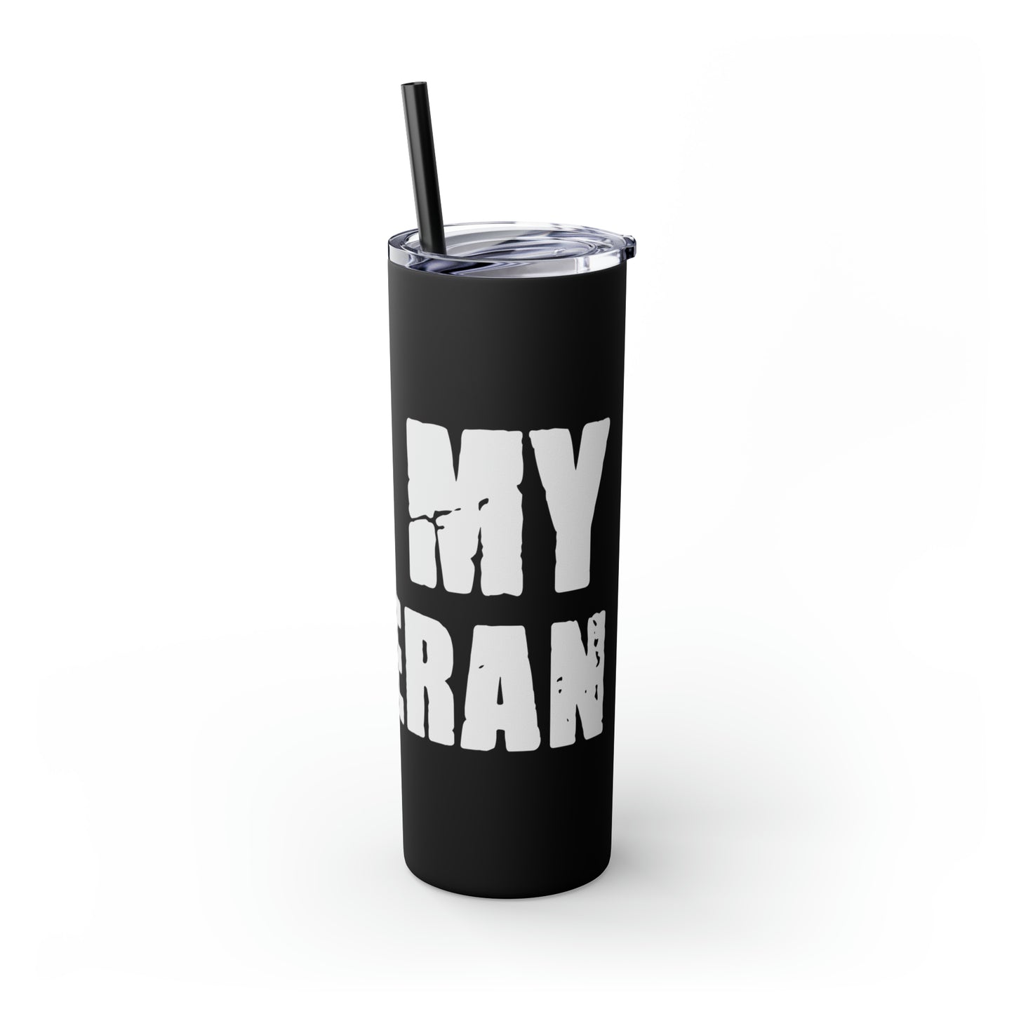 I Love My Veteran Skinny Tumbler with Straw, 20oz