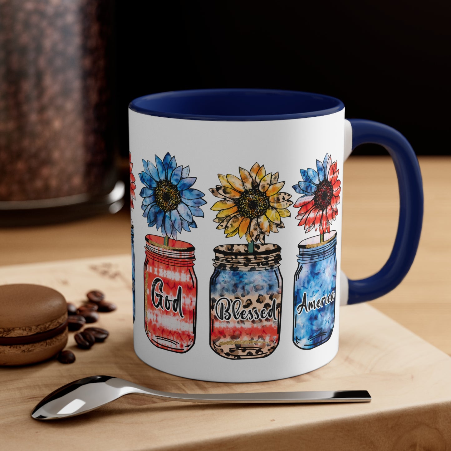 God Bless America Accent Coffee Mug, 11oz
