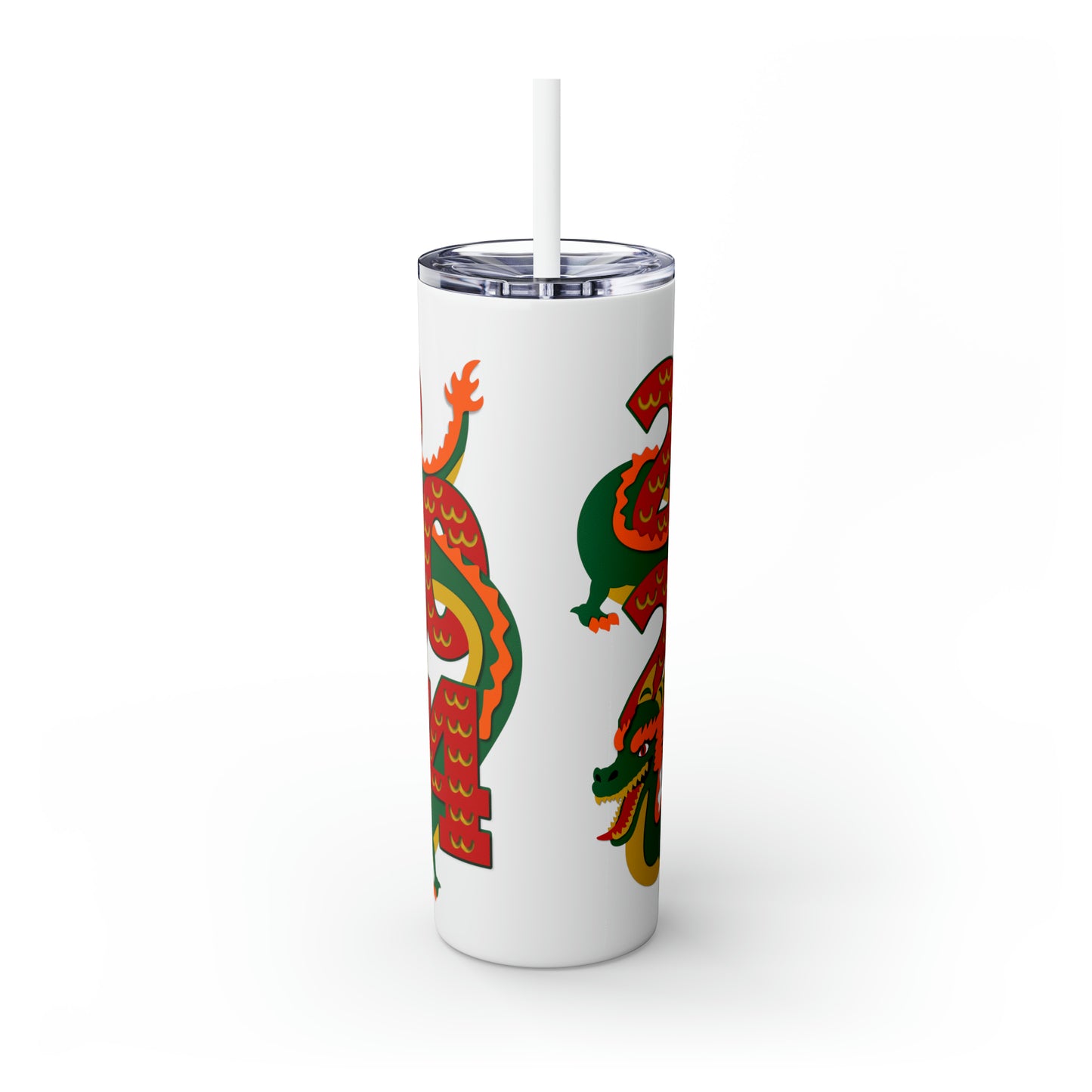 Year of Dragon 2024 Skinny Tumbler with Straw, 20oz